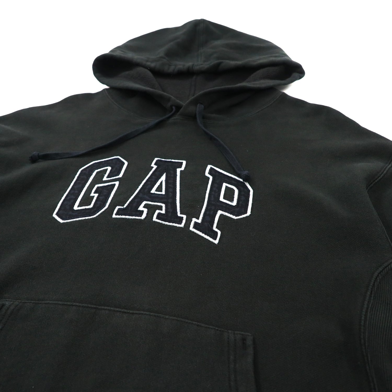 GAP Big Logo Pullover Hoodie L Black Cotton BRUSHED LINING Reverse ...