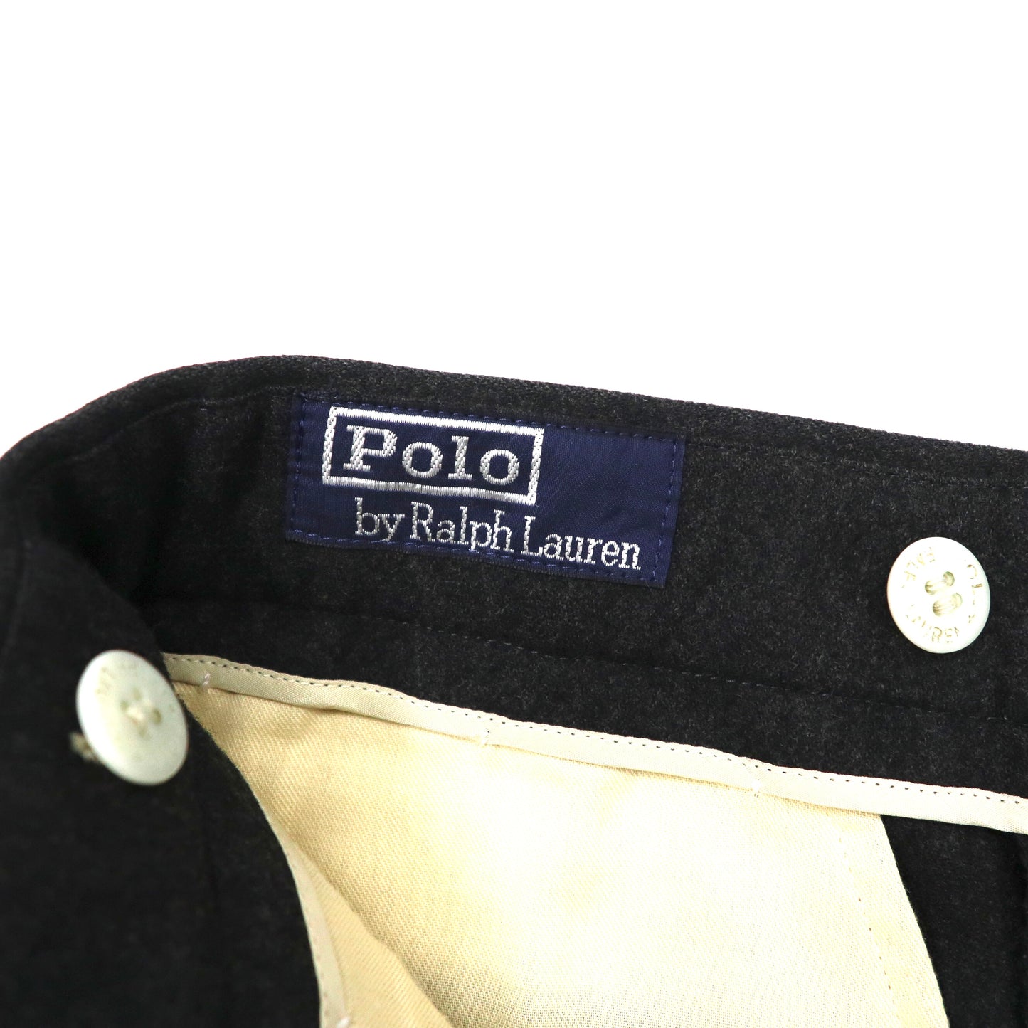 Polo by Ralph Lauren 2タック ワイドスラックスパンツ M グレー ウール サスペンダーボタン