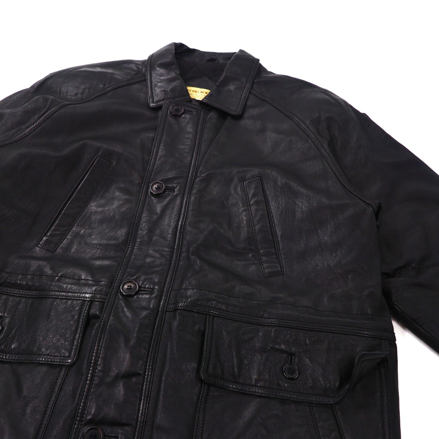 MTD KIDS New Basic Leather Coat L Black Lamb Leather Quilting 