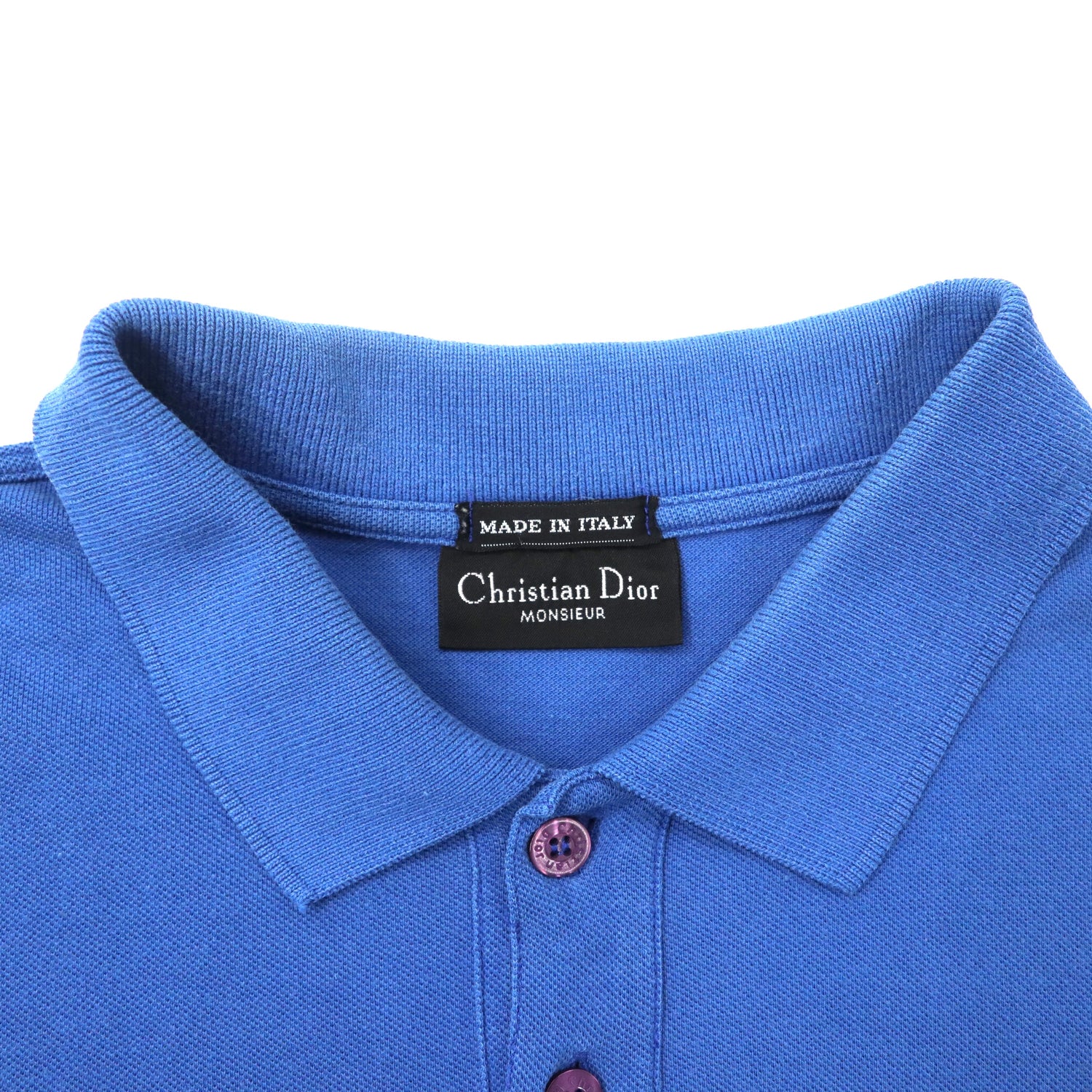 Christian Dior Monsieur Long Sleeve Polo Shirt 50 Blue Cotton ...