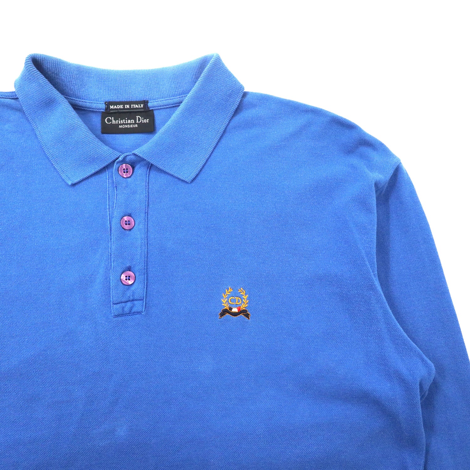 Christian Dior Monsieur Long Sleeve Polo Shirt 50 Blue Cotton