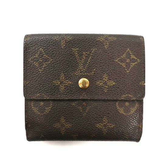 LOUIS VUITTON 3つ折り財布 ブラウン PVC Wホック モノグラム ポルトモネビエ カルトクレディ M61652 TH1917 フランス製-LOUIS VUITTON-古着