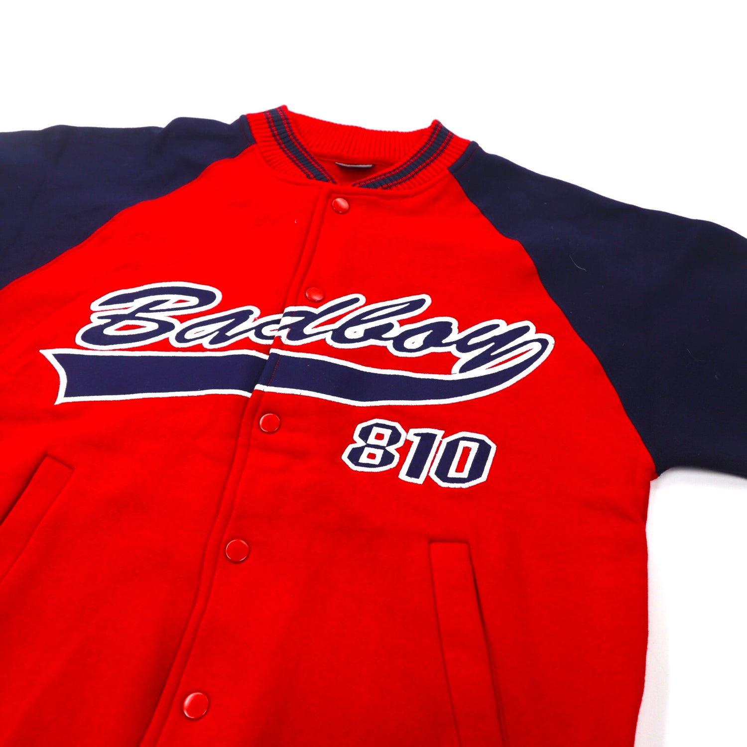 BAD BOY VARSITY JACKET M Red brushed lining Logo Embroidery 90s