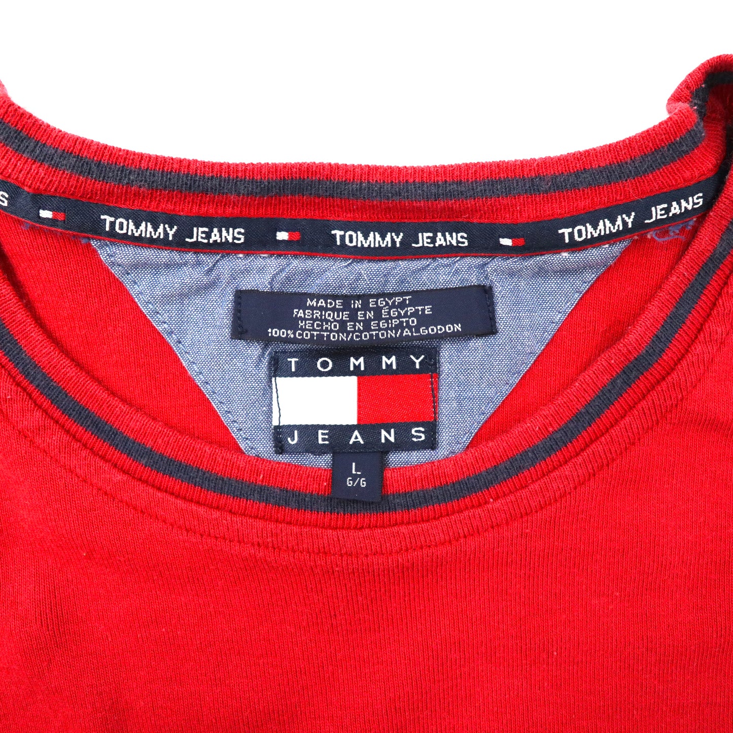 TOMMY JEANS ビッグサイズ Tシャツ L レッド コットン 90年代 エジプト製