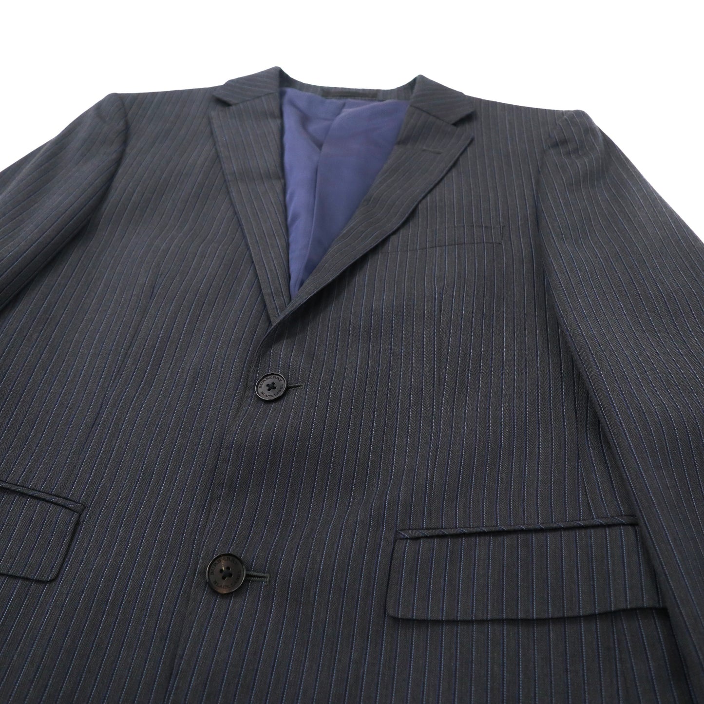 BURBERRY BLACK LABEL 2b Tailored Jacket 36R Gray Striped Wool Wool