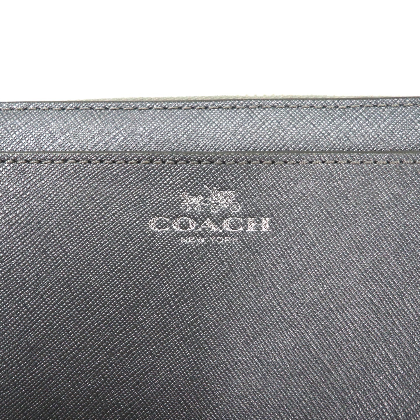 COACH 長財布 シルバー PVC ラウンドファスナー サフィアーノ アコーディオン F50427 クロスグレインレザー