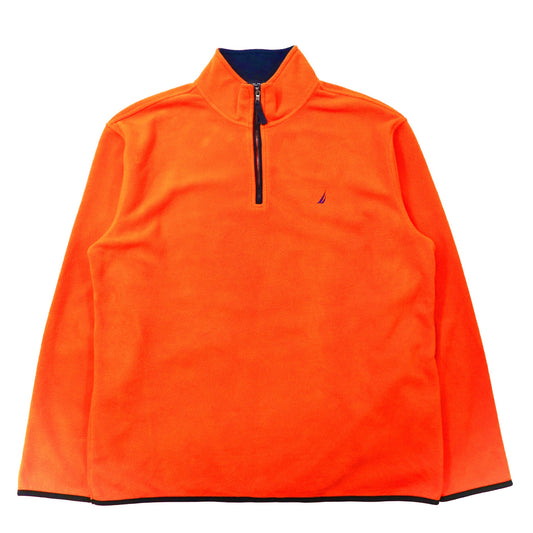 NAUTICA ハーフジップ フリースジャケット XL オレンジ ポリエステル ワンポイントロゴ刺繍