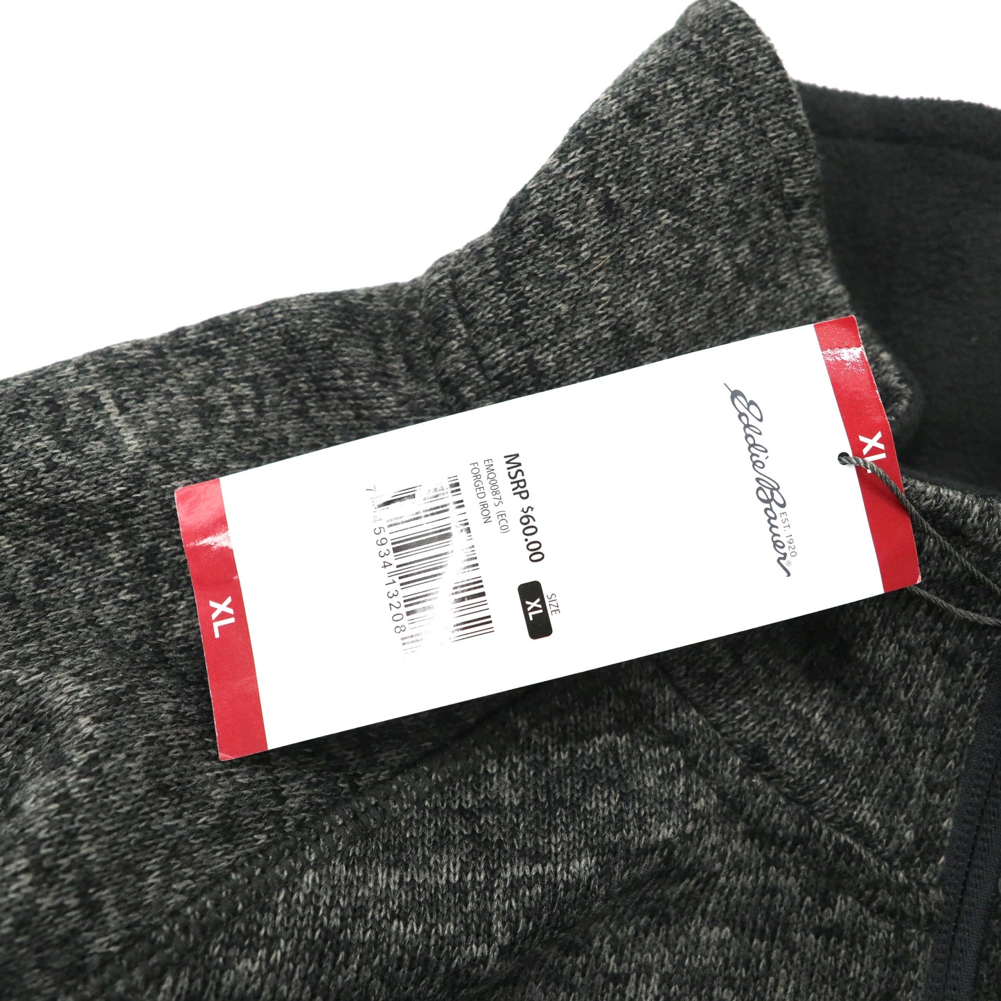 Eddie Bauer ハーフジップニット セーター XL グレー ポリエステル ハイネック RADIATOR SWEATER FLEECE 未使用品