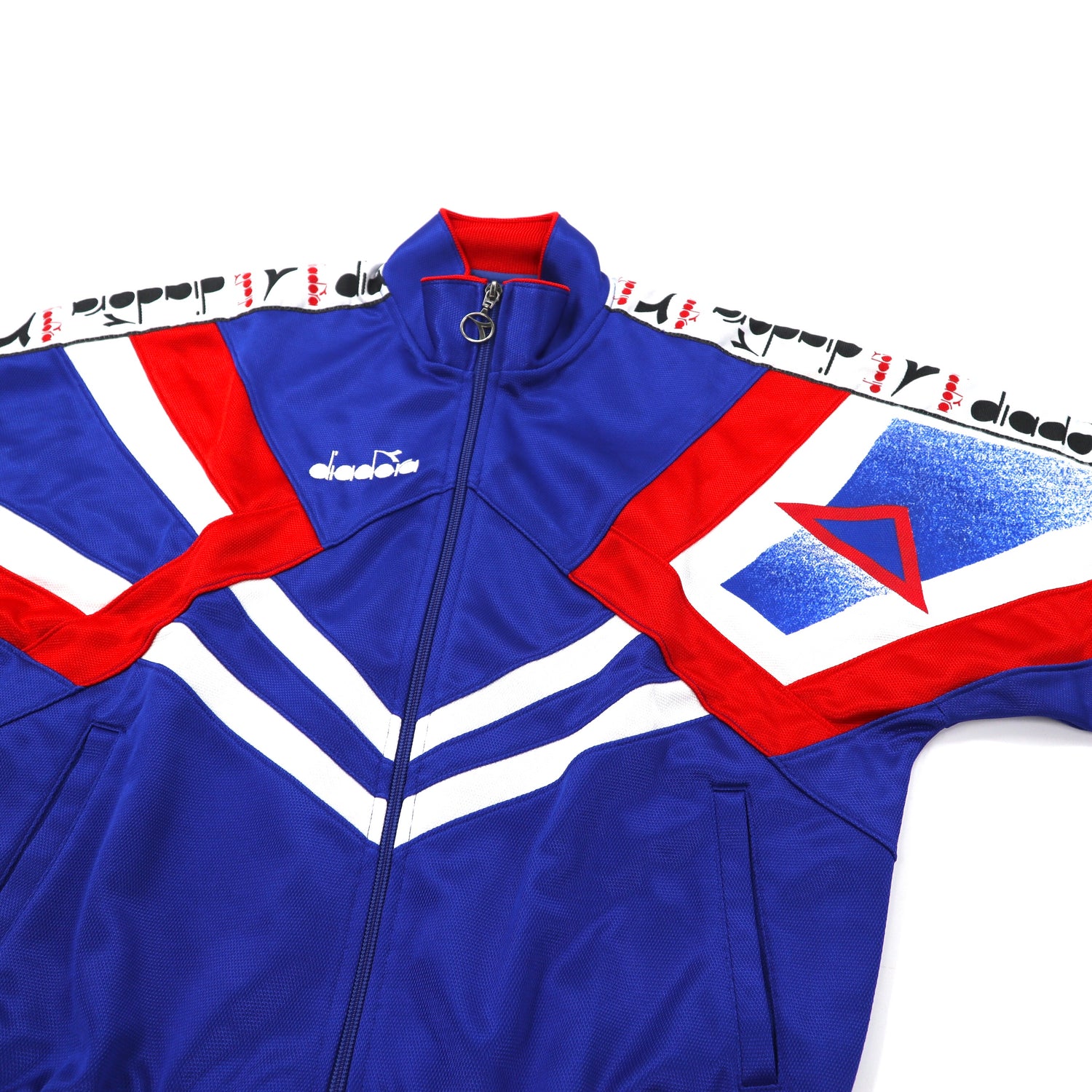 DIADORA TRACK JACKET S Blue Polyester side line logo embroidery