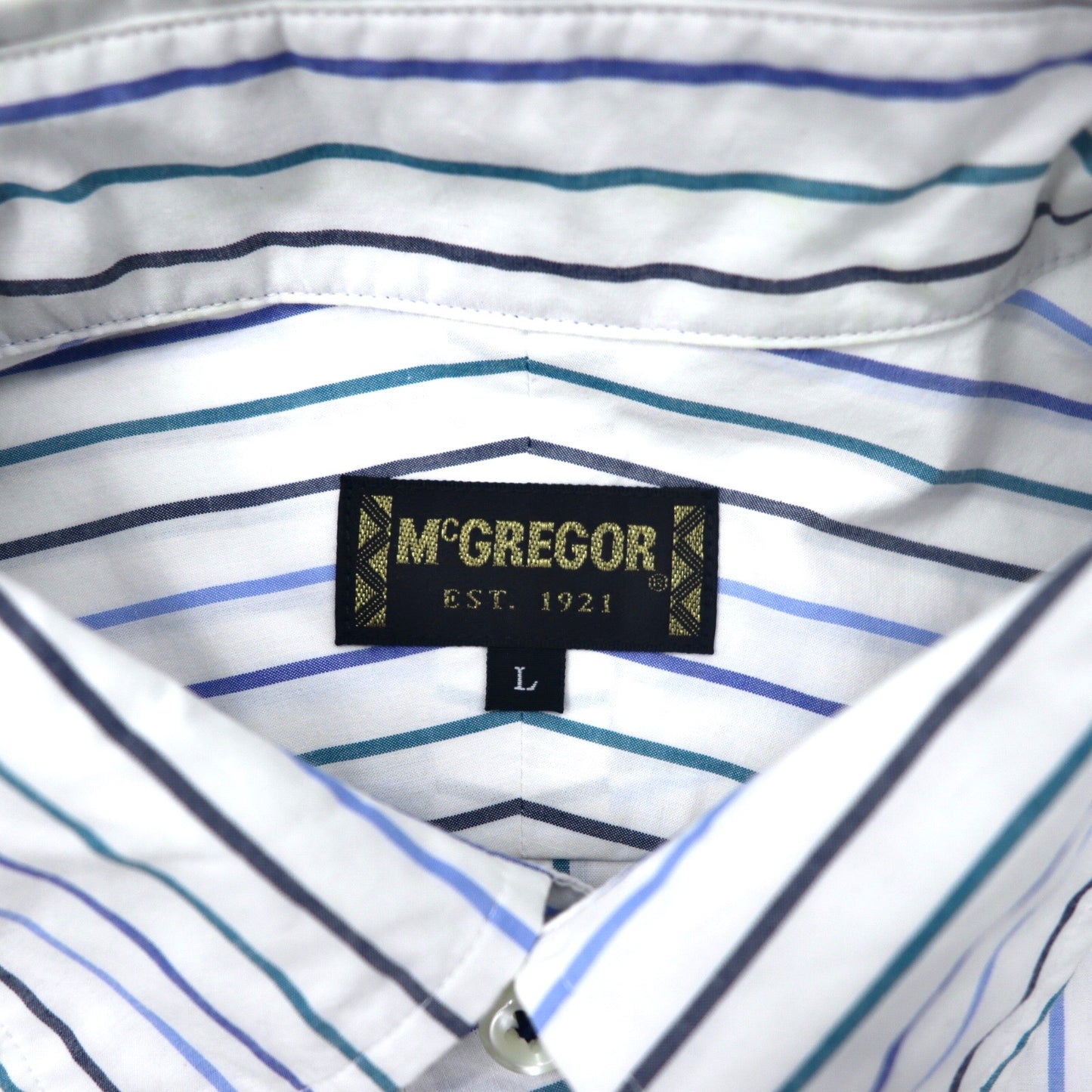 McGREGOR ボタンダウンシャツ L ホワイト ストライプ 刺繍