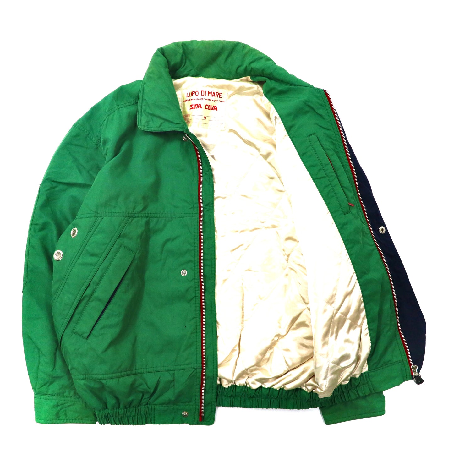 SINA COVA セーリングジャケット M グリーン ナイロン キルティングライナー 中綿 フード収納式 日本製