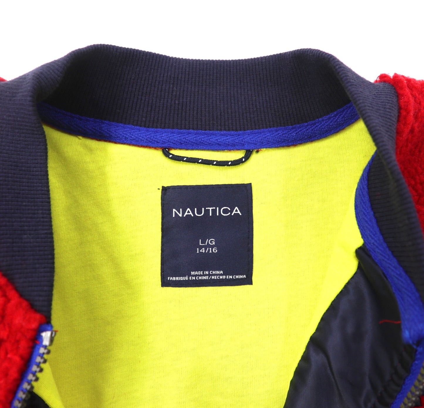 NAUTICA ボアスタジャン L レッド ナンバリング ロゴワッペン