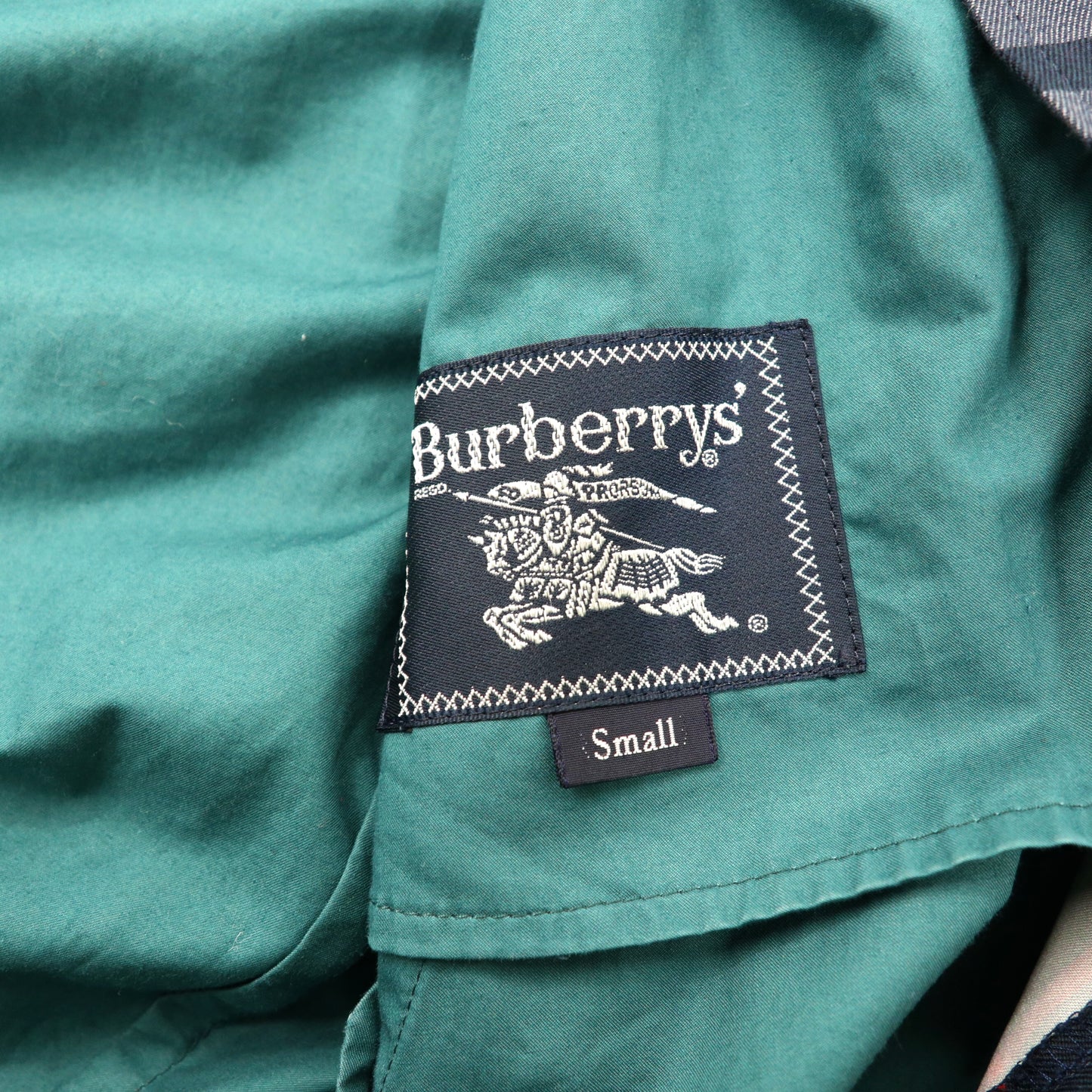 Burberrys スウィングトップ S グリーン コットン 裏地ノバチェック切り替え ワンポイントロゴ刺繍 オールド 日本製