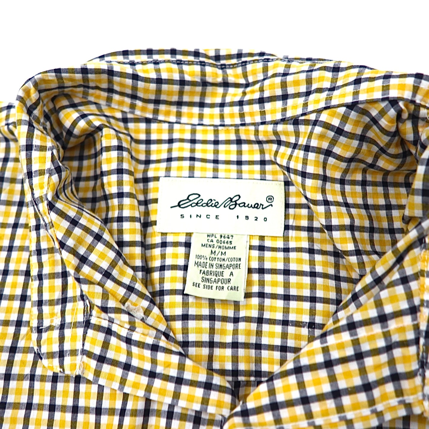Eddie Bauer ボタンダウンシャツ M イエロー チェック ビッグサイズ