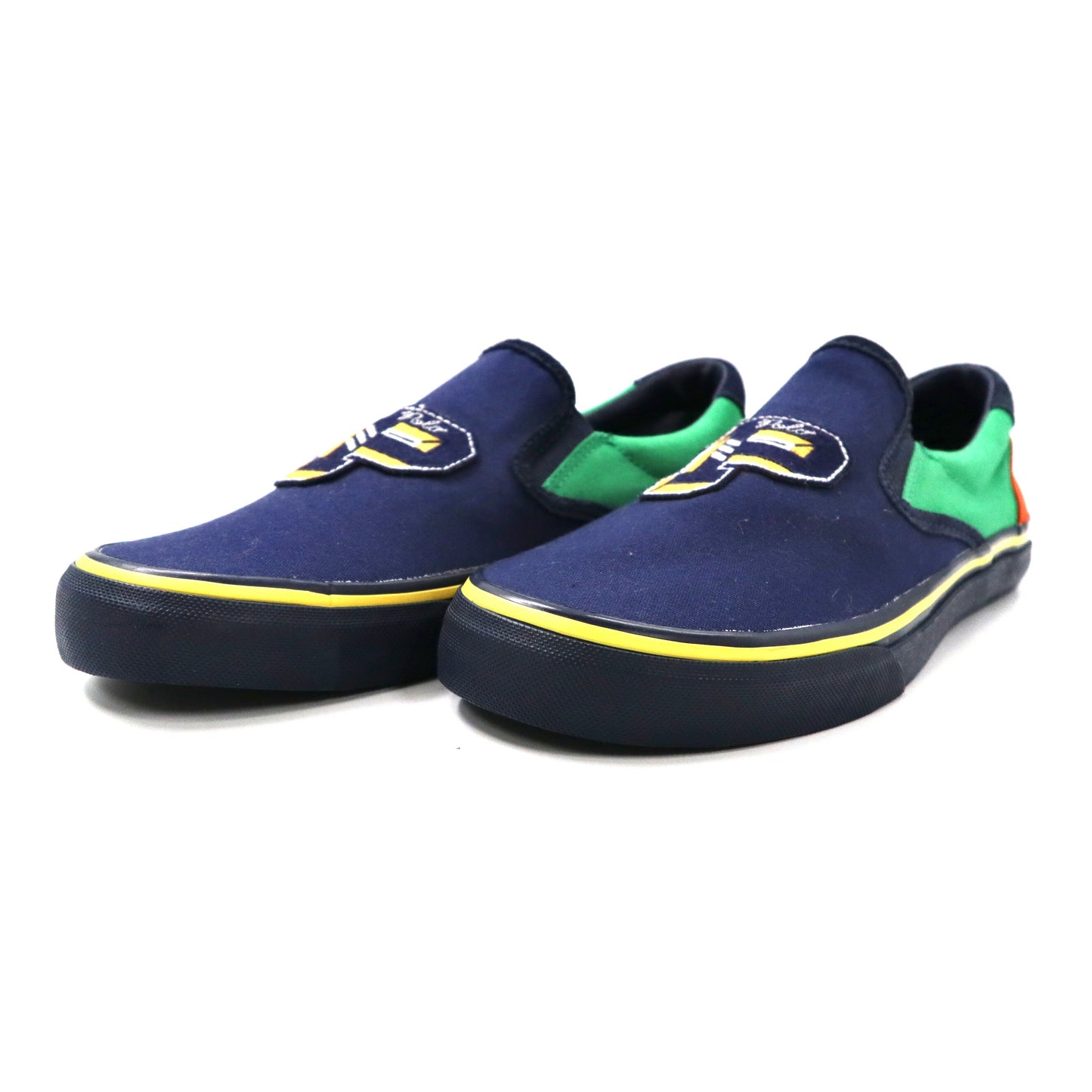 POLO RALPH LAUREN スリッポンスニーカー 26.5cm ネイビー キャンバス ロゴワッペン THOMPSON Ⅲ NE