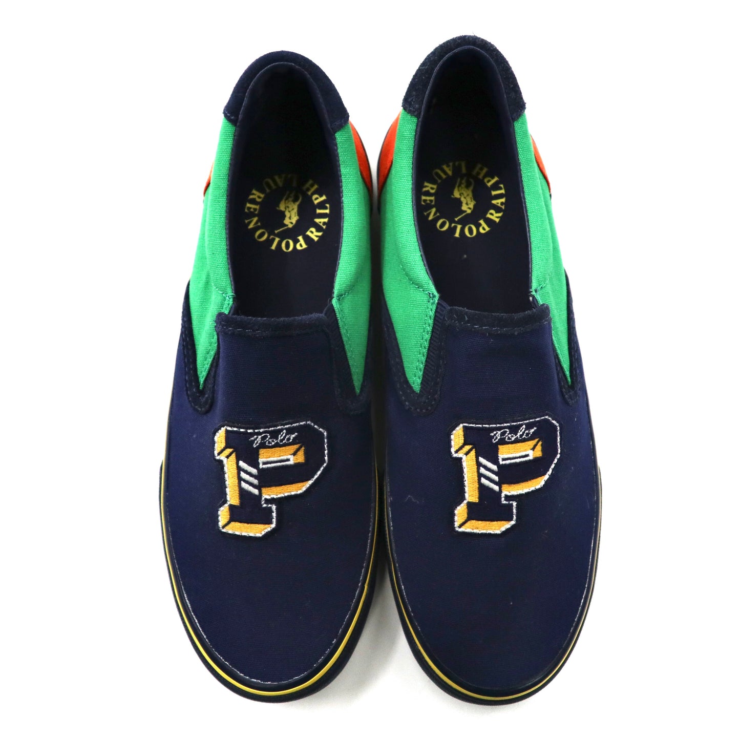 POLO RALPH LAUREN スリッポンスニーカー 26.5cm ネイビー キャンバス ロゴワッペン THOMPSON Ⅲ NE