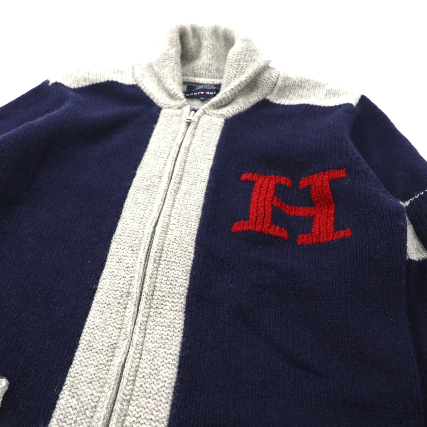 TOMMY HILFIGER ショールカラー ニットジャケット L ネイビー ウール