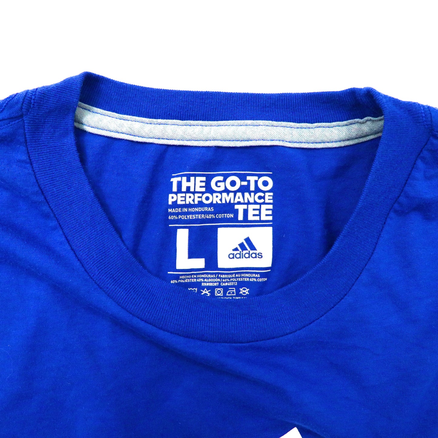 adidas ビッグロゴプリントTシャツ L ブルー コットン
