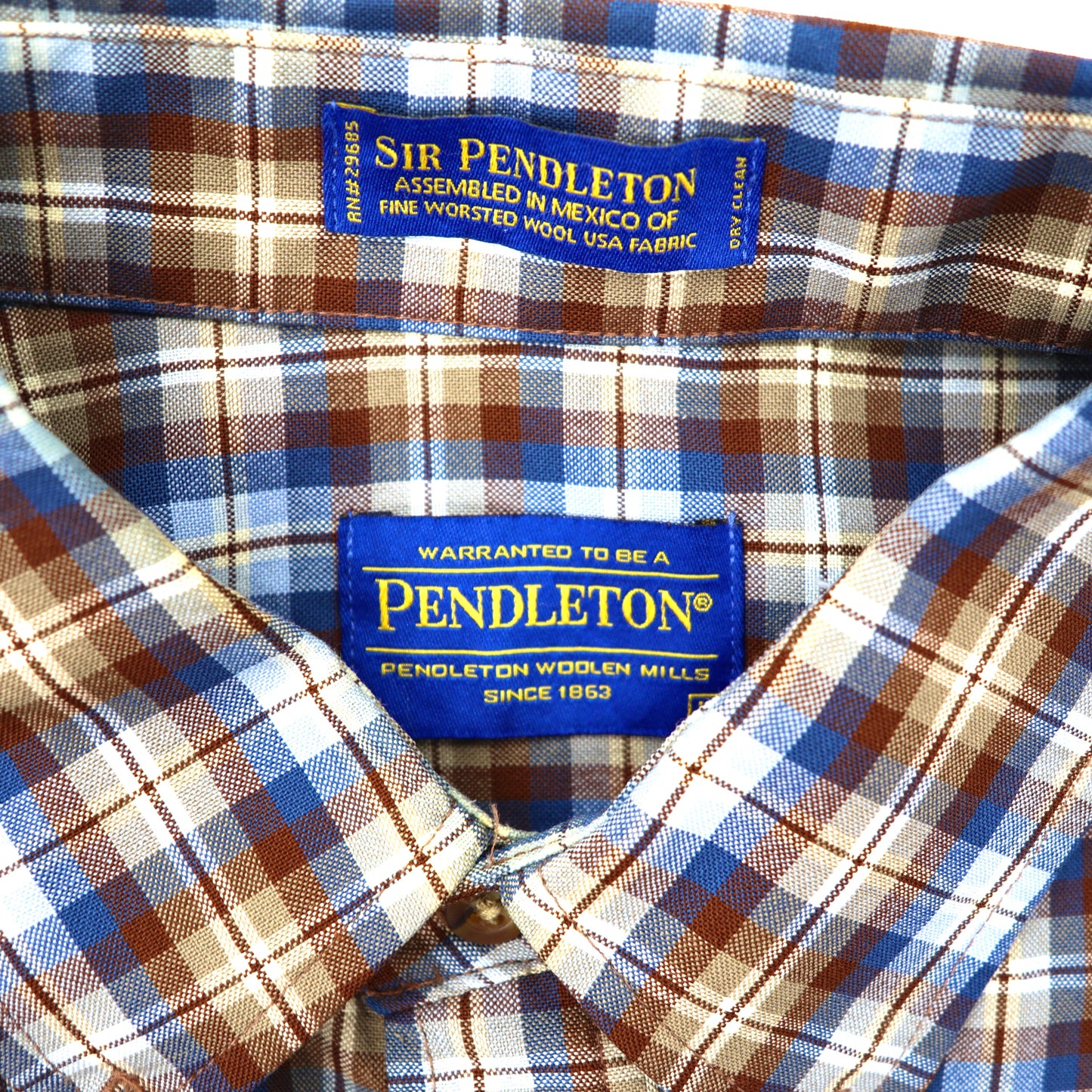 PENDLETON ボタンダウンシャツ L マルチカラー チェック ウール メキシコ製