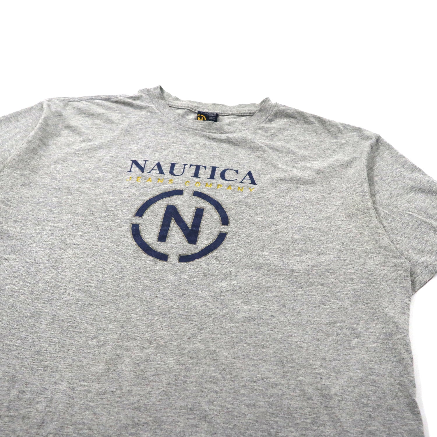 NAUTICA ビッグサイズ ロゴプリントTシャツ M グレー コットン 90年代