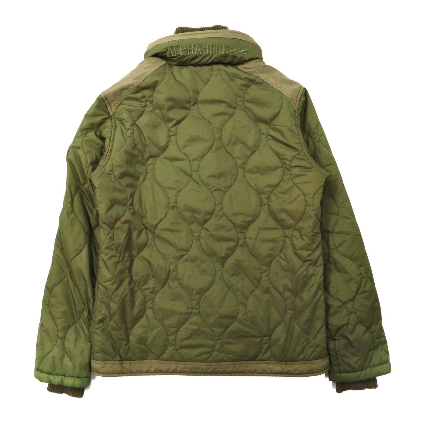 ALPHA INDUSTRIES INC. Military Quilted Jacket M Khaki Nylon Hoodie ...