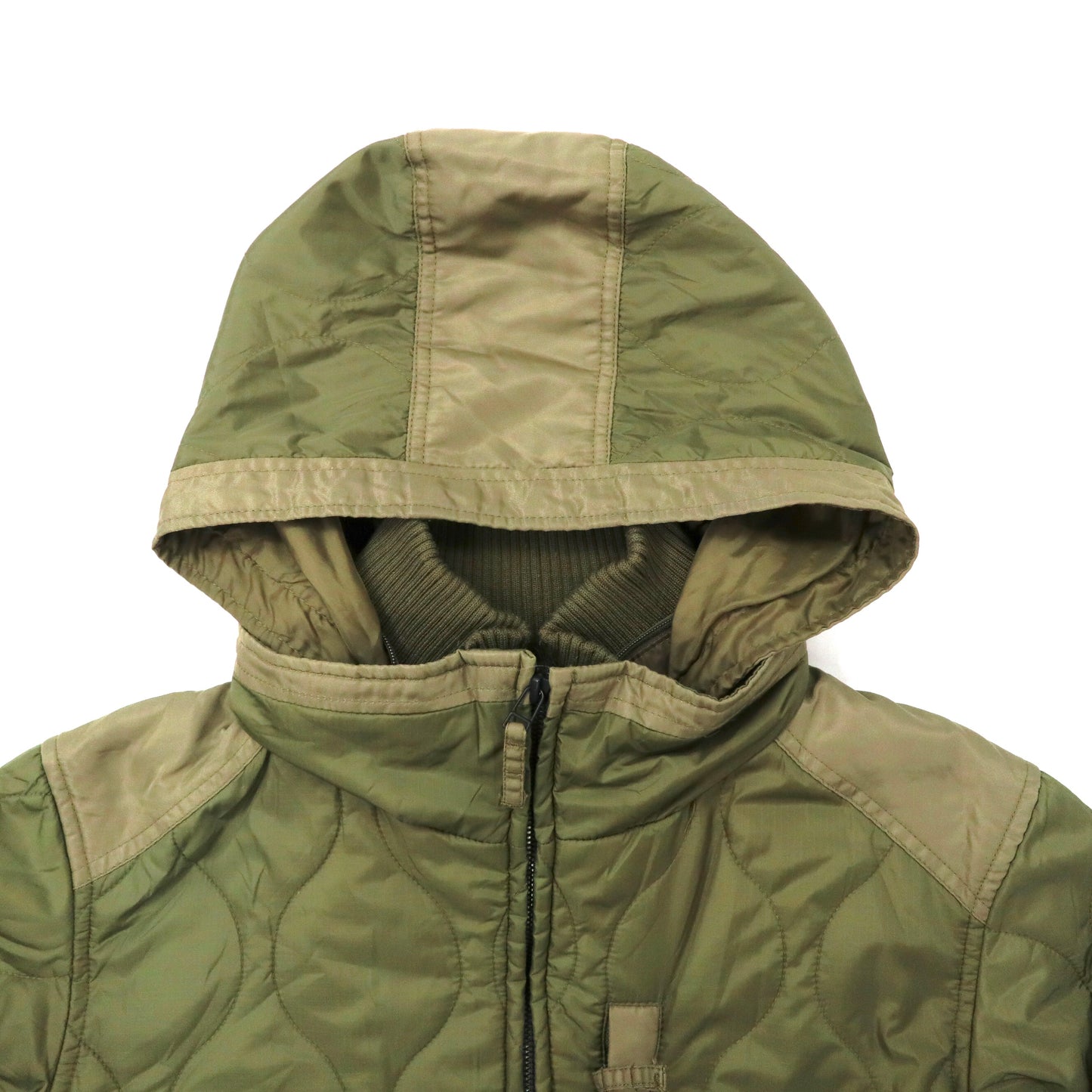 ALPHA INDUSTRIES INC. Military Quilted Jacket M Khaki Nylon Hoodie