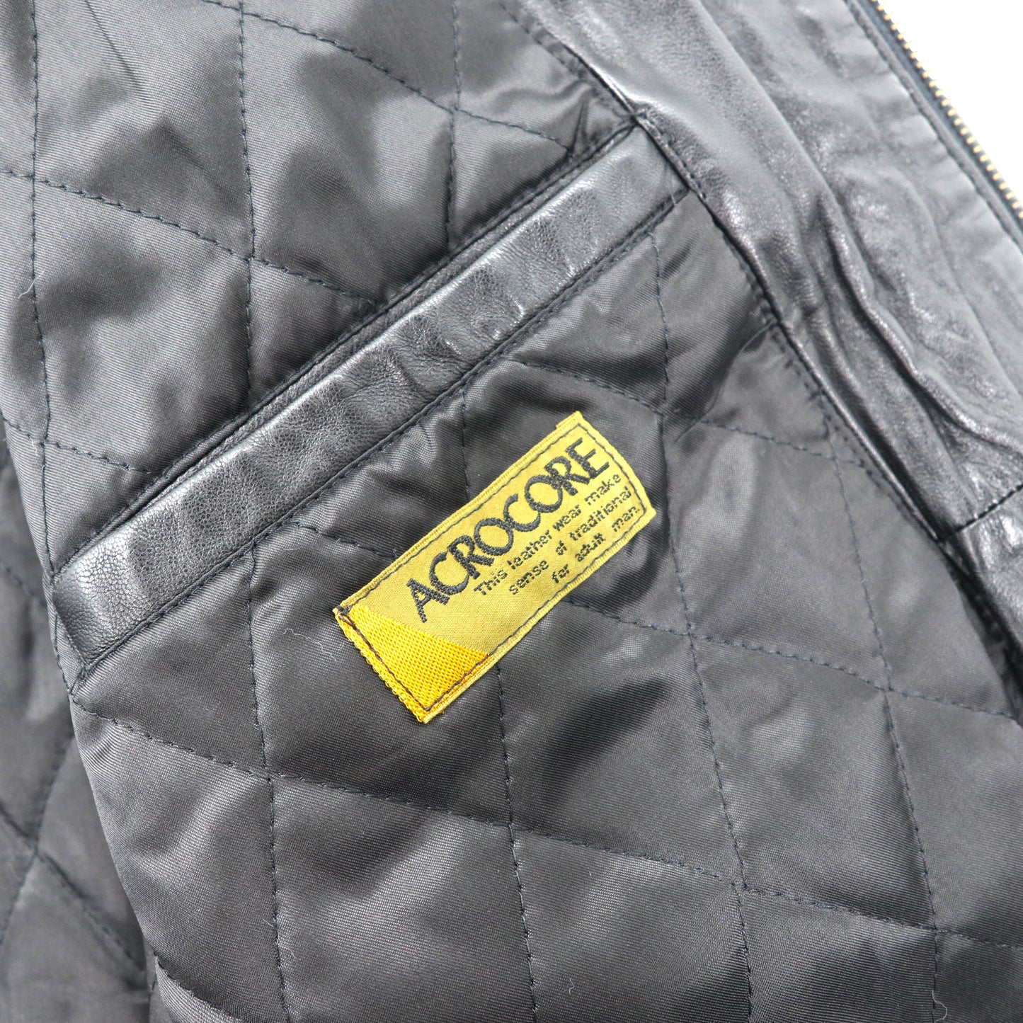 ACROCORE レザーボンバージャケット M ブラック 羊革 ラムレザー キルティングライナー フード収納式