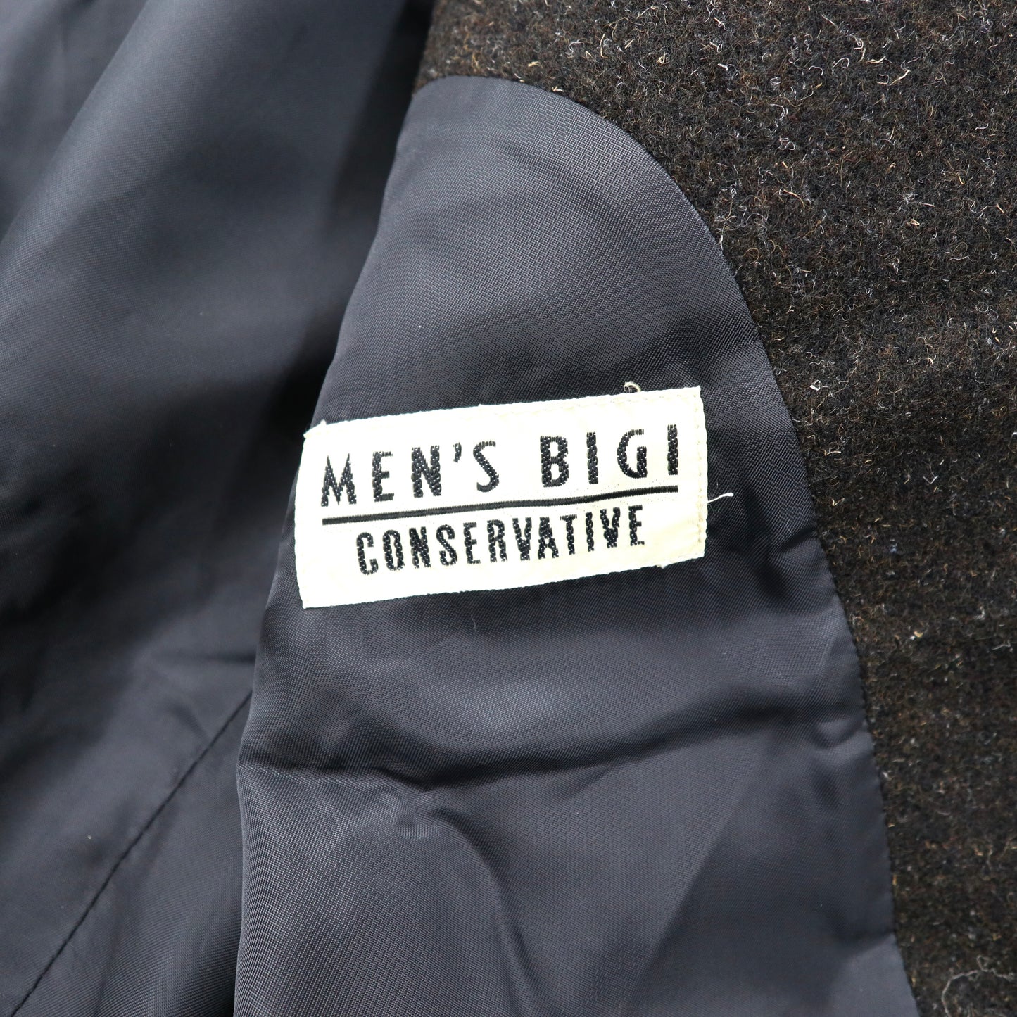 MEN'S BIGI CONSERVATIVE 2Bツイードジャケット M ブラウン ウール 90年代 日本製