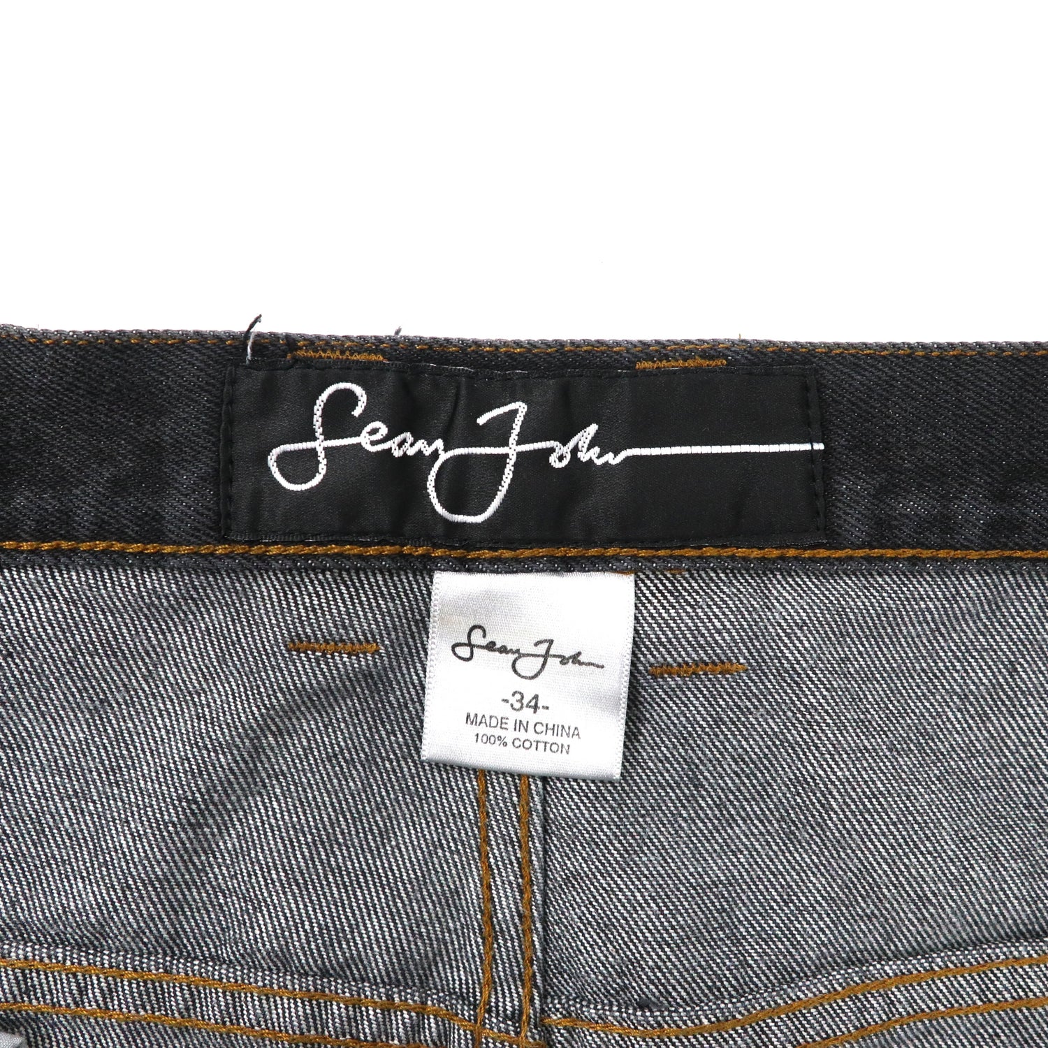 SEAN JOHN Buggy Denim PANTS 34 Black logo embroidery 90s – 日本然