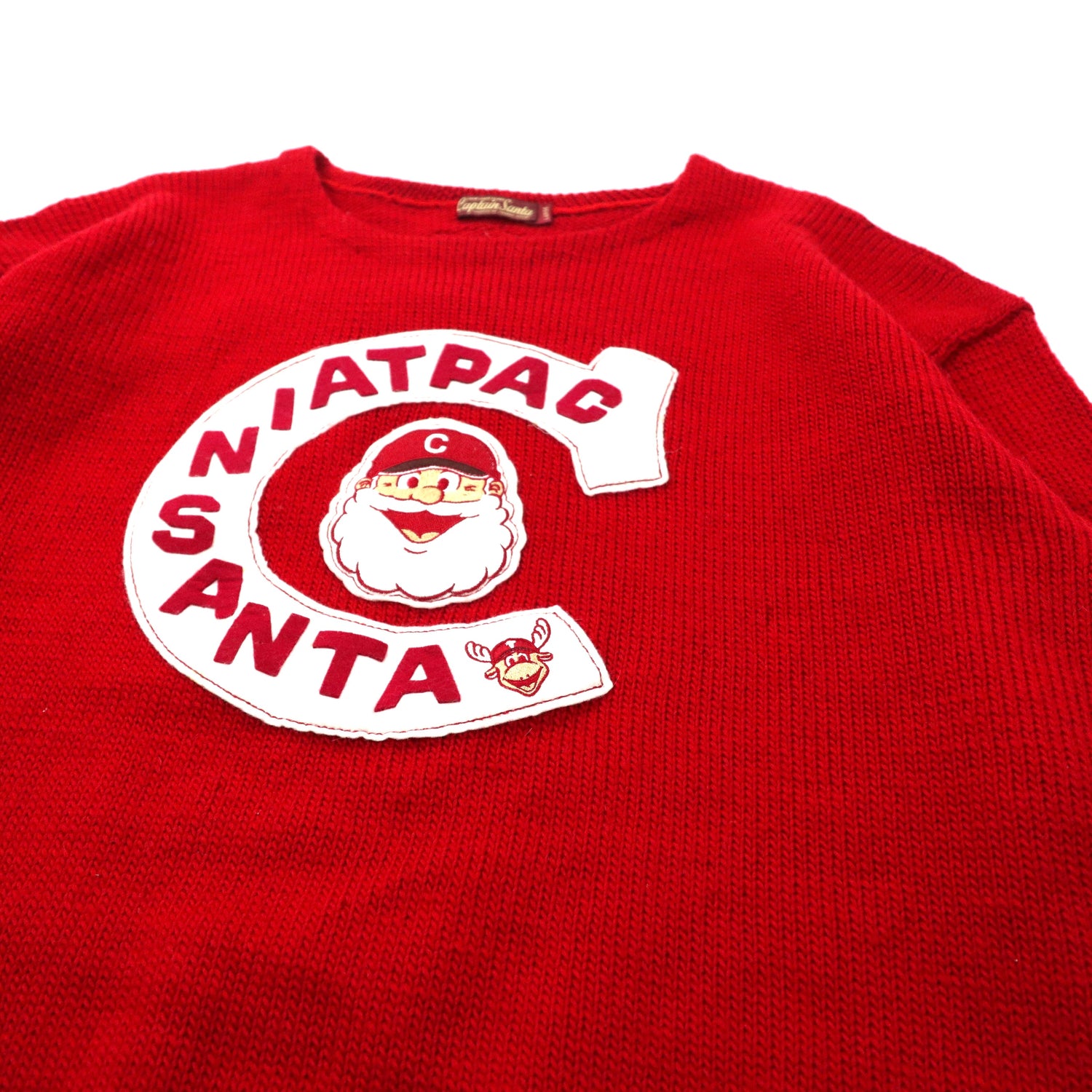 Captain Santa キャラクターニット セーター L レッド ウール 90年代