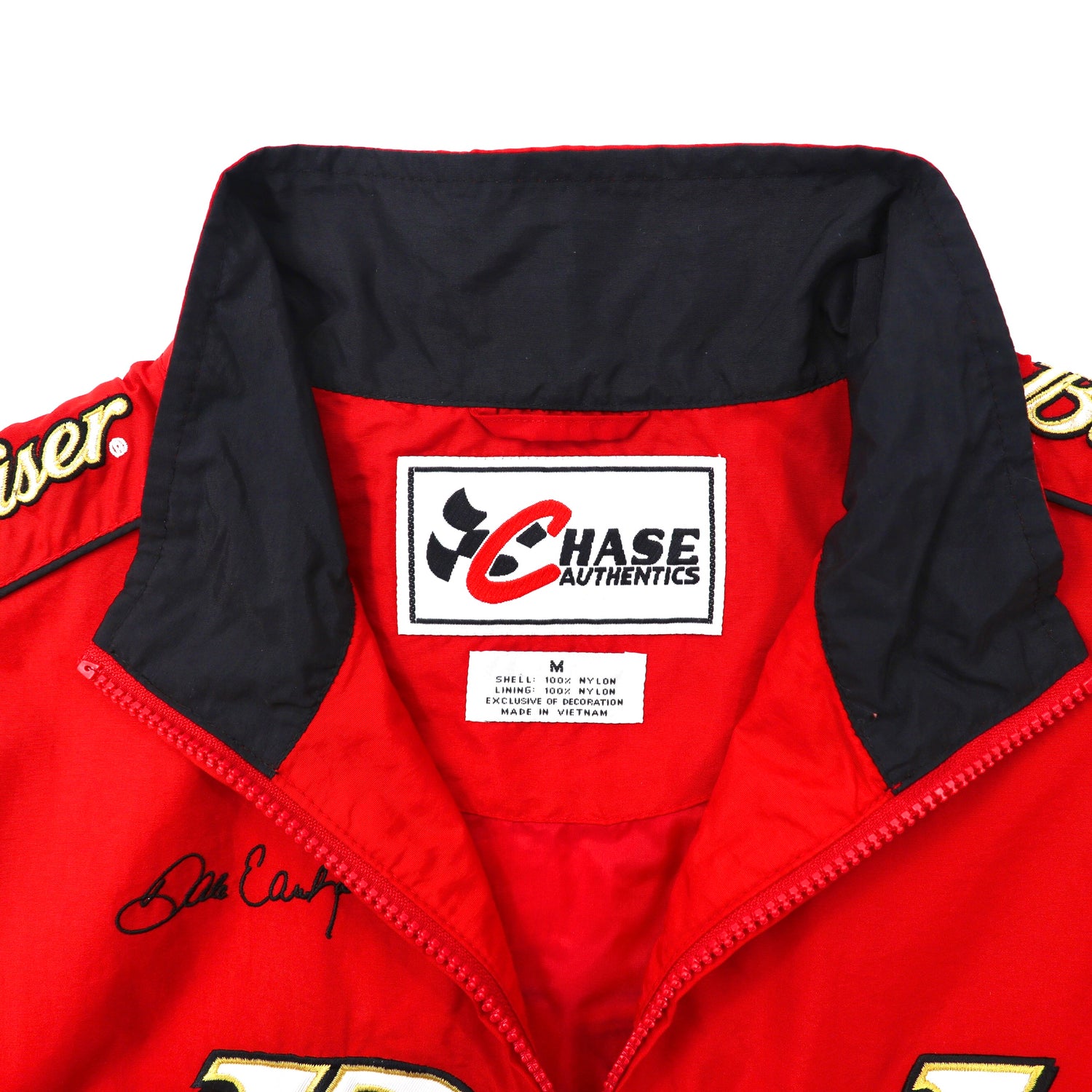 CHASE AUTHENTICS Racing Jacket M Red Nylon Budweiser Embroidery