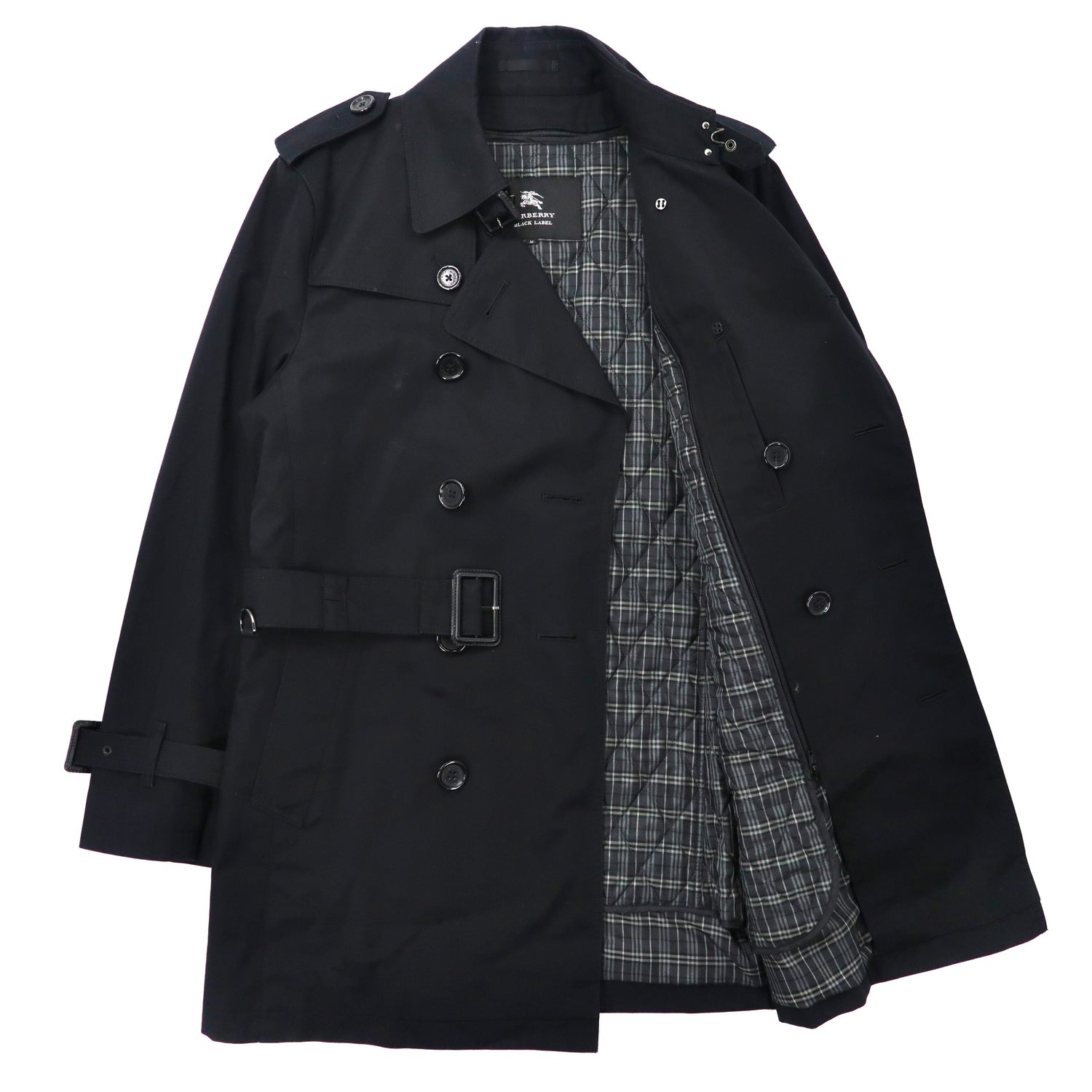 BURBERRY BLACK LABEL Coat M Black Cotton Cotton CHECKED Liner