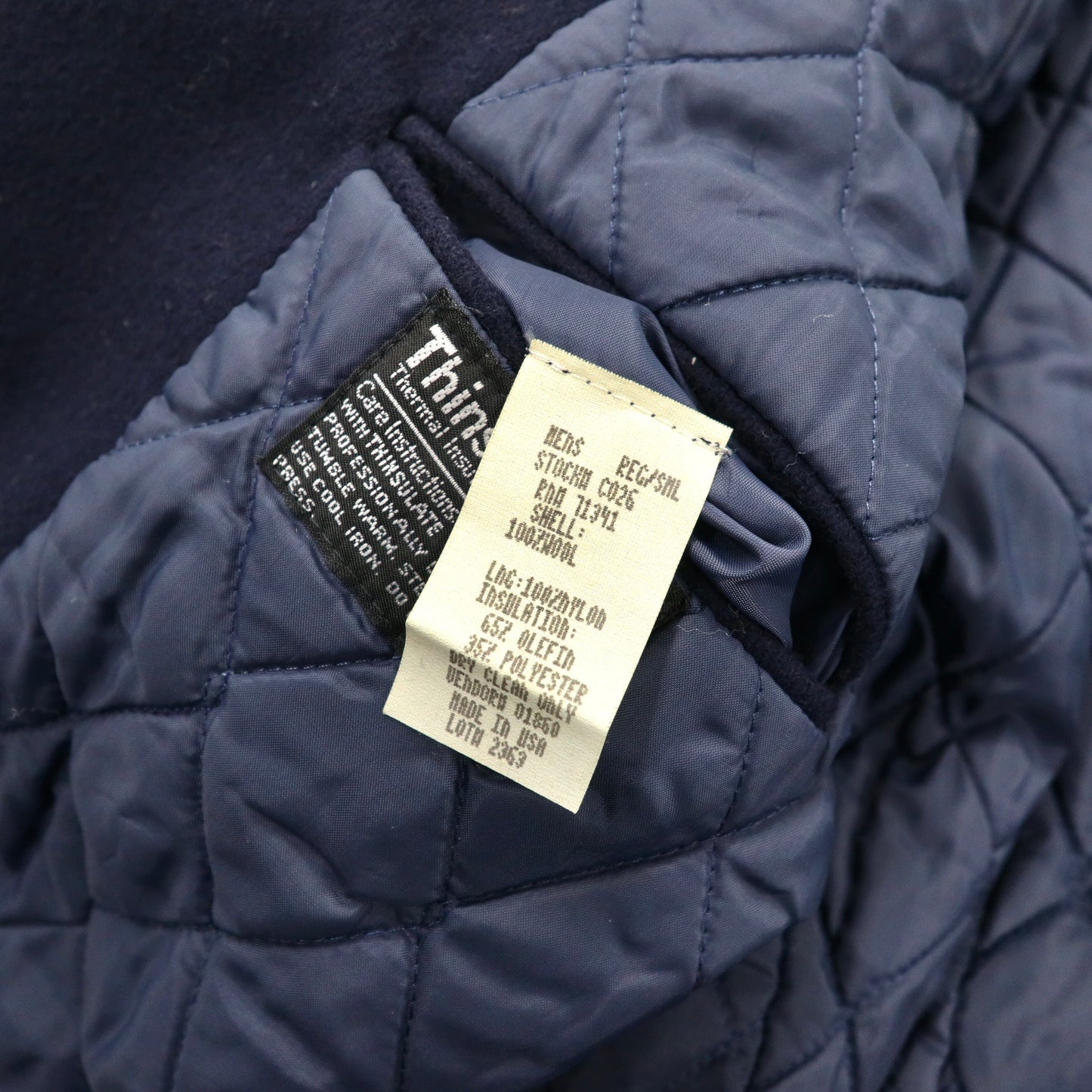 L.L.Bean インサレーション テーラードジャケット L ネイビー ウール 中綿 Thinslate キルティングライナー 80年代 USA製