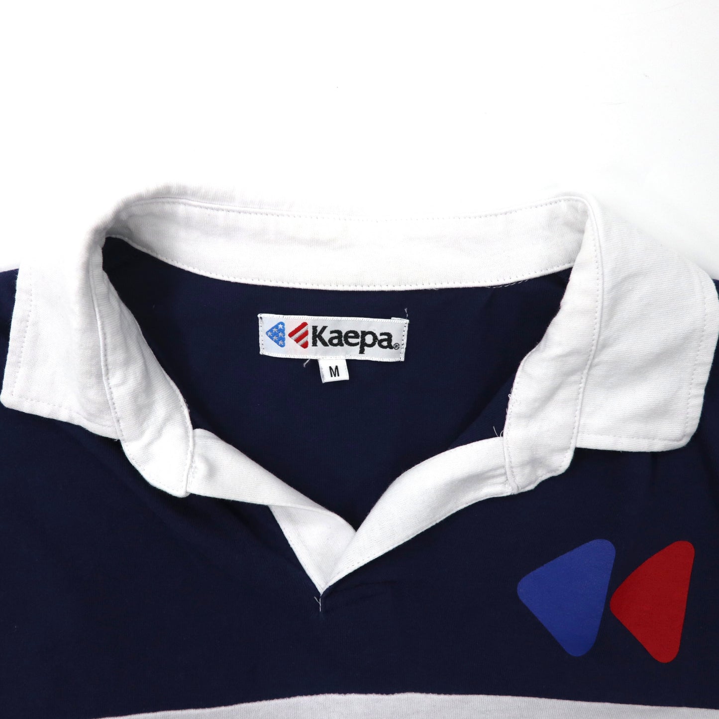 Kaepa ポロシャツ M ネイビー トリコロールカラー コットン ロゴプリント