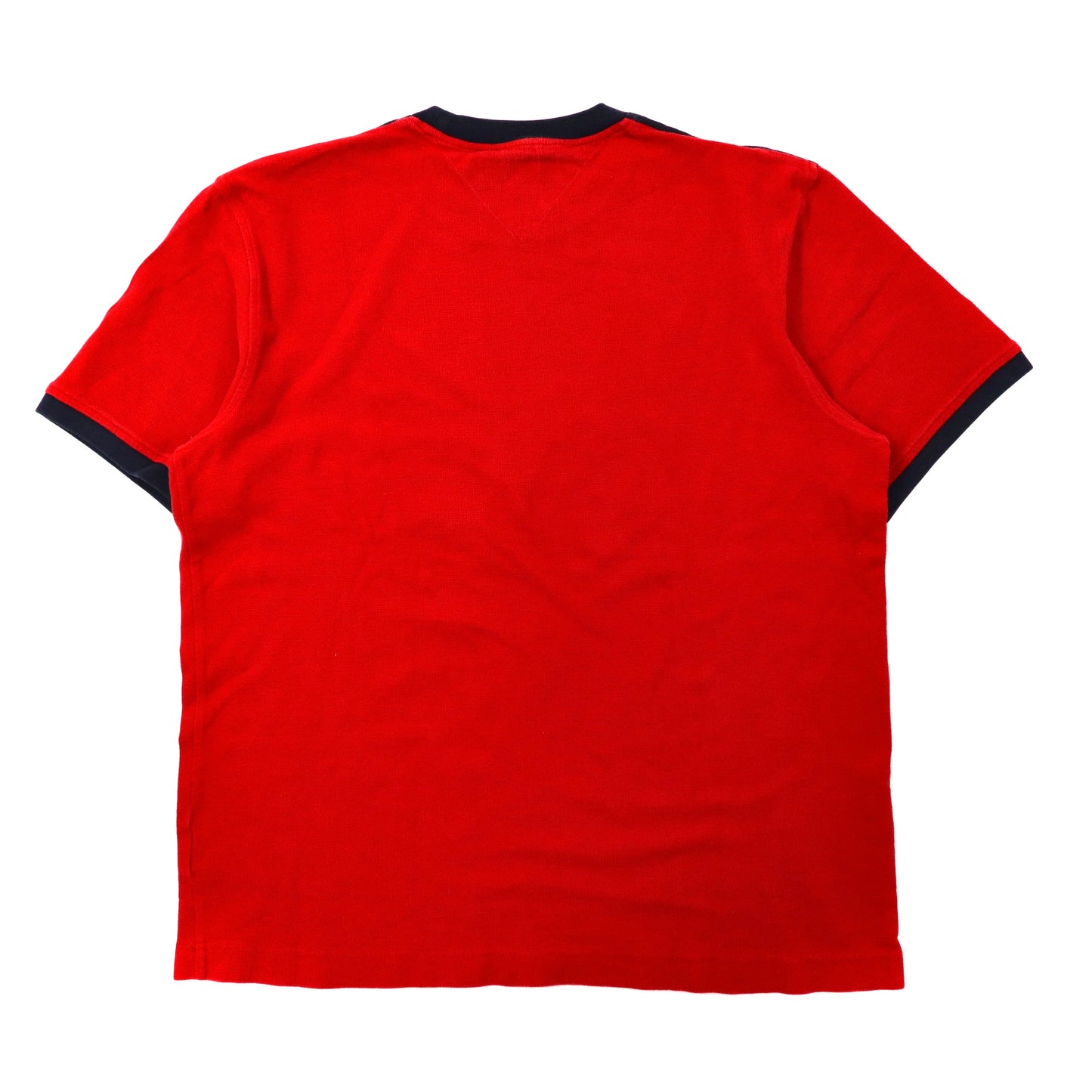 TOMMY HILFIGER ビッグサイズ リンガーTシャツ XL レッド コットン ワンポイントロゴ刺繍