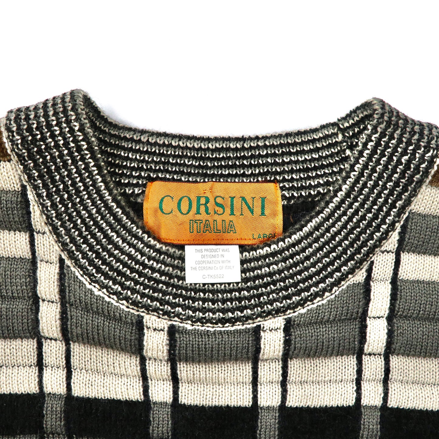 CORSINI 3Dニット セーター L マルチカラー ウール 総柄 日本製