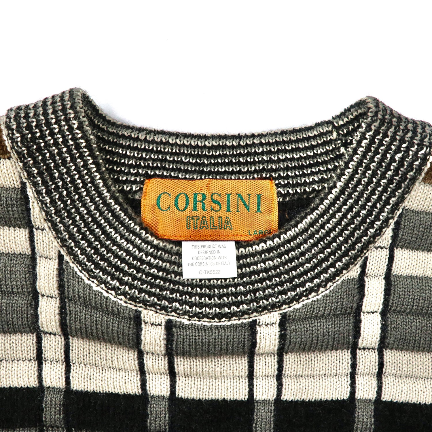 CORSINI 3Dニット セーター L マルチカラー ウール 総柄 日本製 – 日本