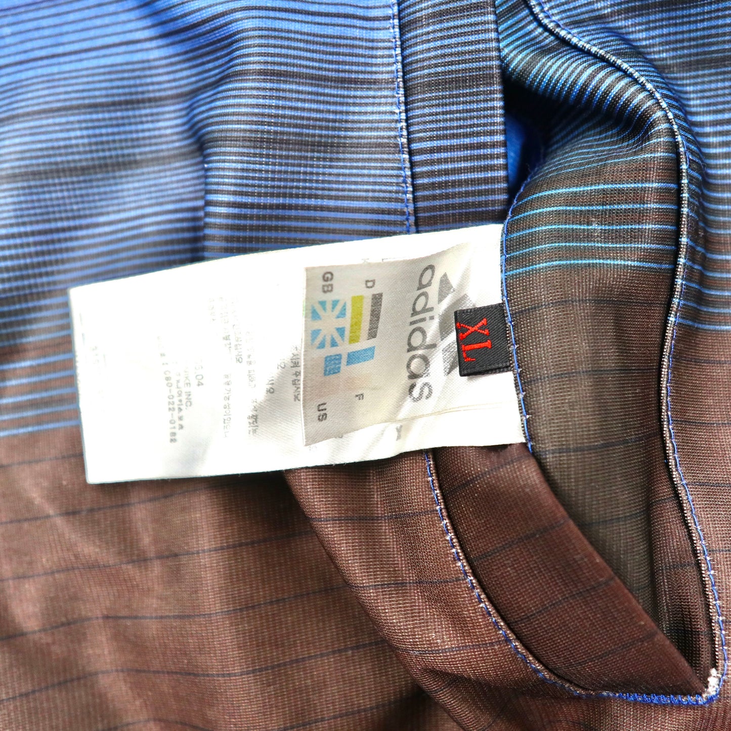 adidas トラックジャケット ナイロンジャケット リバーシブル XL ブルー ポリエステル ロゴ刺繍 00年代
