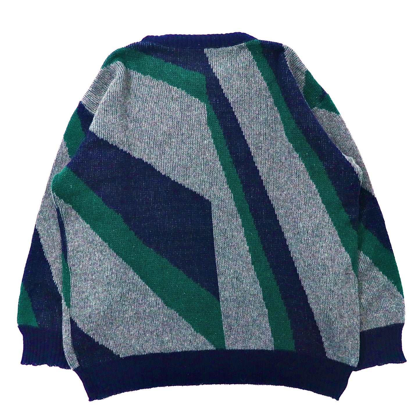 総柄ニット セーター XL ネイビー グレー 幾何学 ウール ビッグサイズ