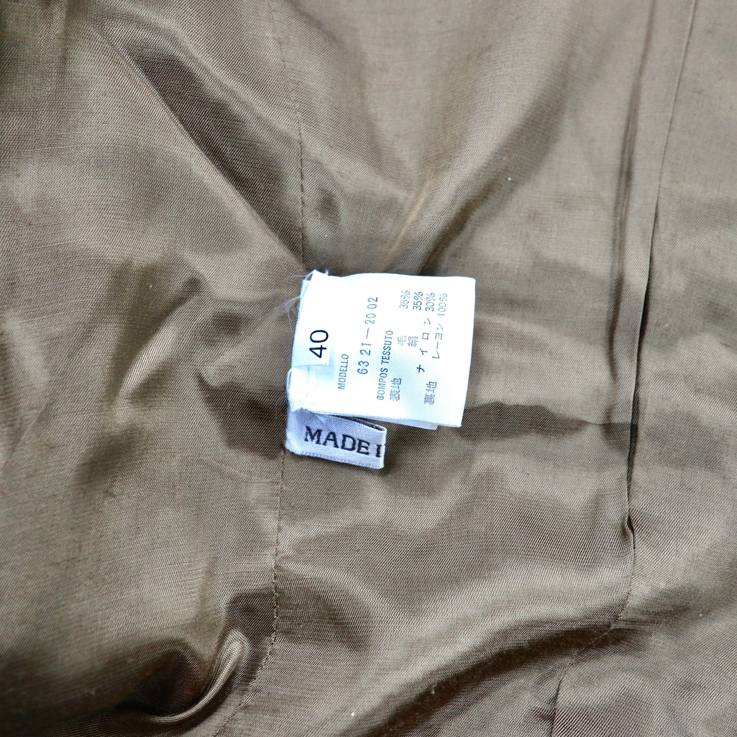 EMPORIO ARMANI ダブル テーラードジャケット 40 ブラウン チェック ウール シルク混 イタリア製