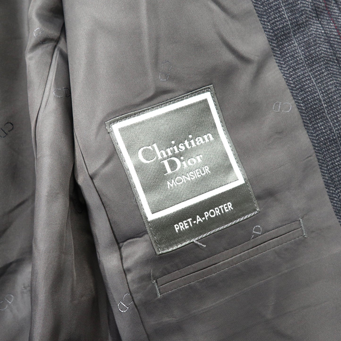 Christian Dior MONSIEUR 2Bテーラードジャケット A-4 165 グレー ストライプ ウール オールド 日本製