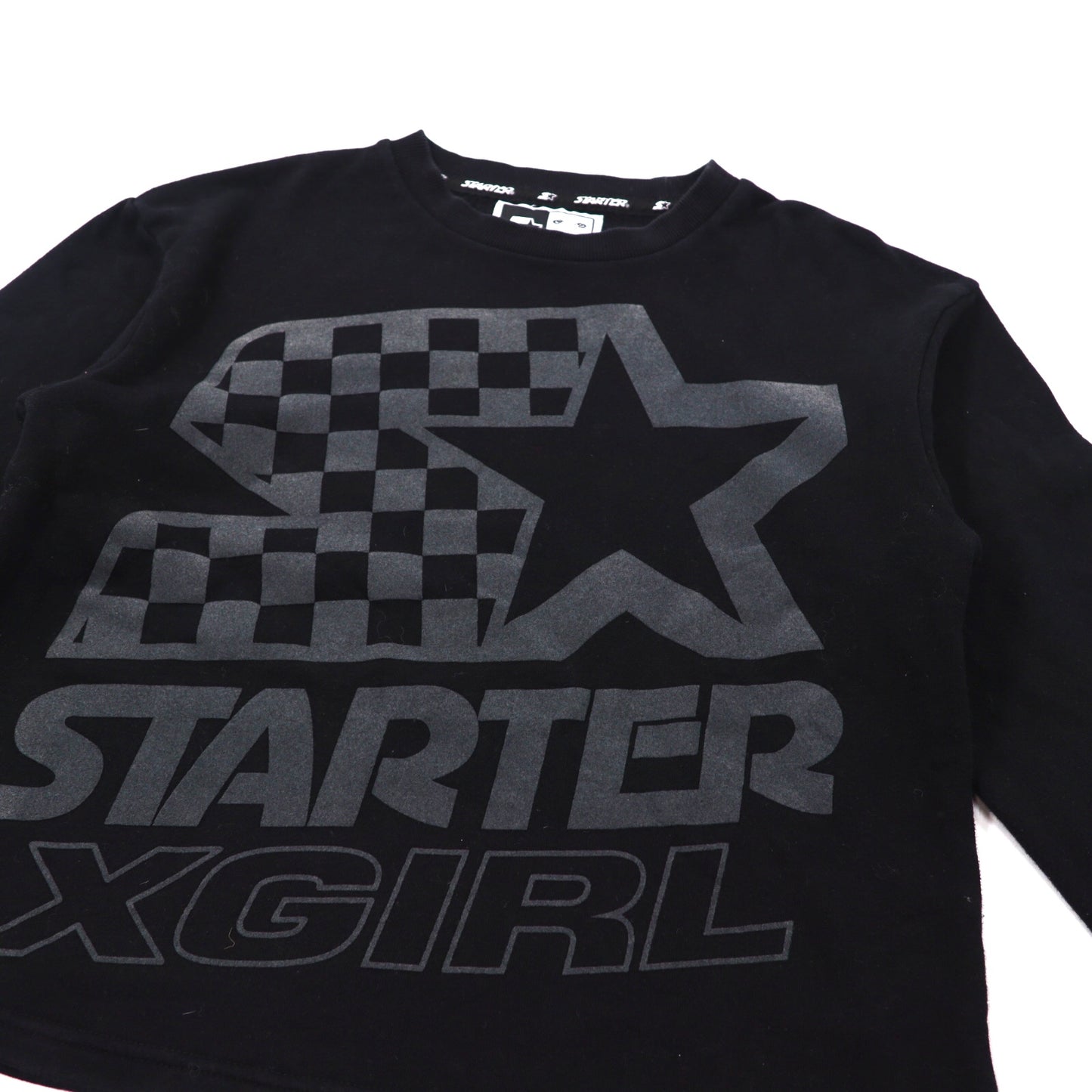 x-girl × STATER クルーネックスウェット 1 ブラック コットン ロゴプリント