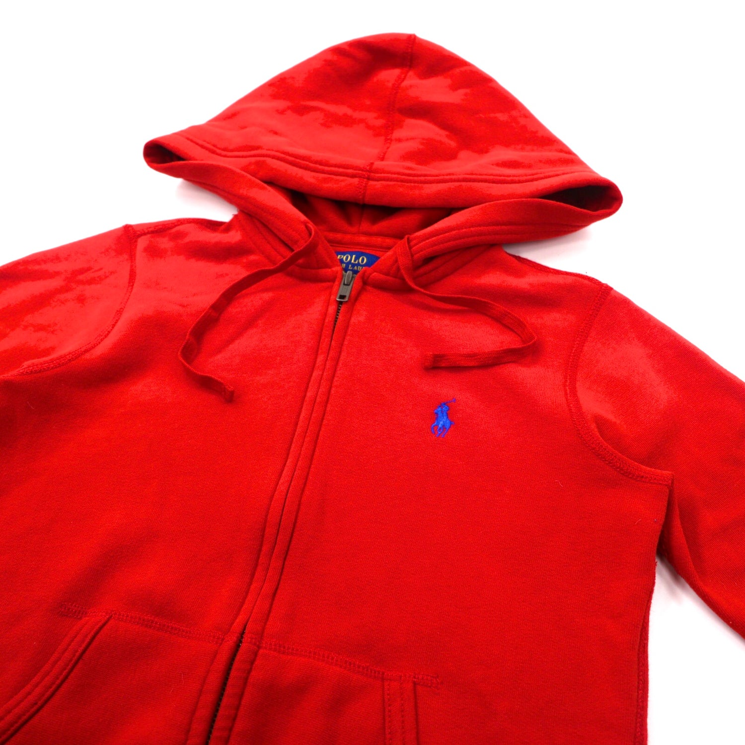 POLO RALPH LAUREN ZIP UP HOODIE S Red Cotton Talon Zip BRUSHED 