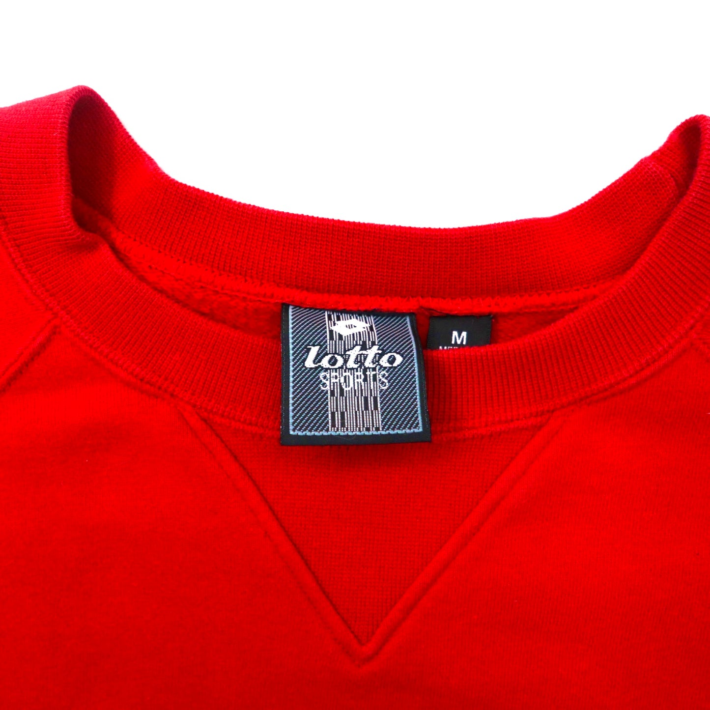 Lotto SPORTS クルーネックスウェット M レッド コットン 裏起毛 ロゴ刺繍 袖ロゴ 90年代