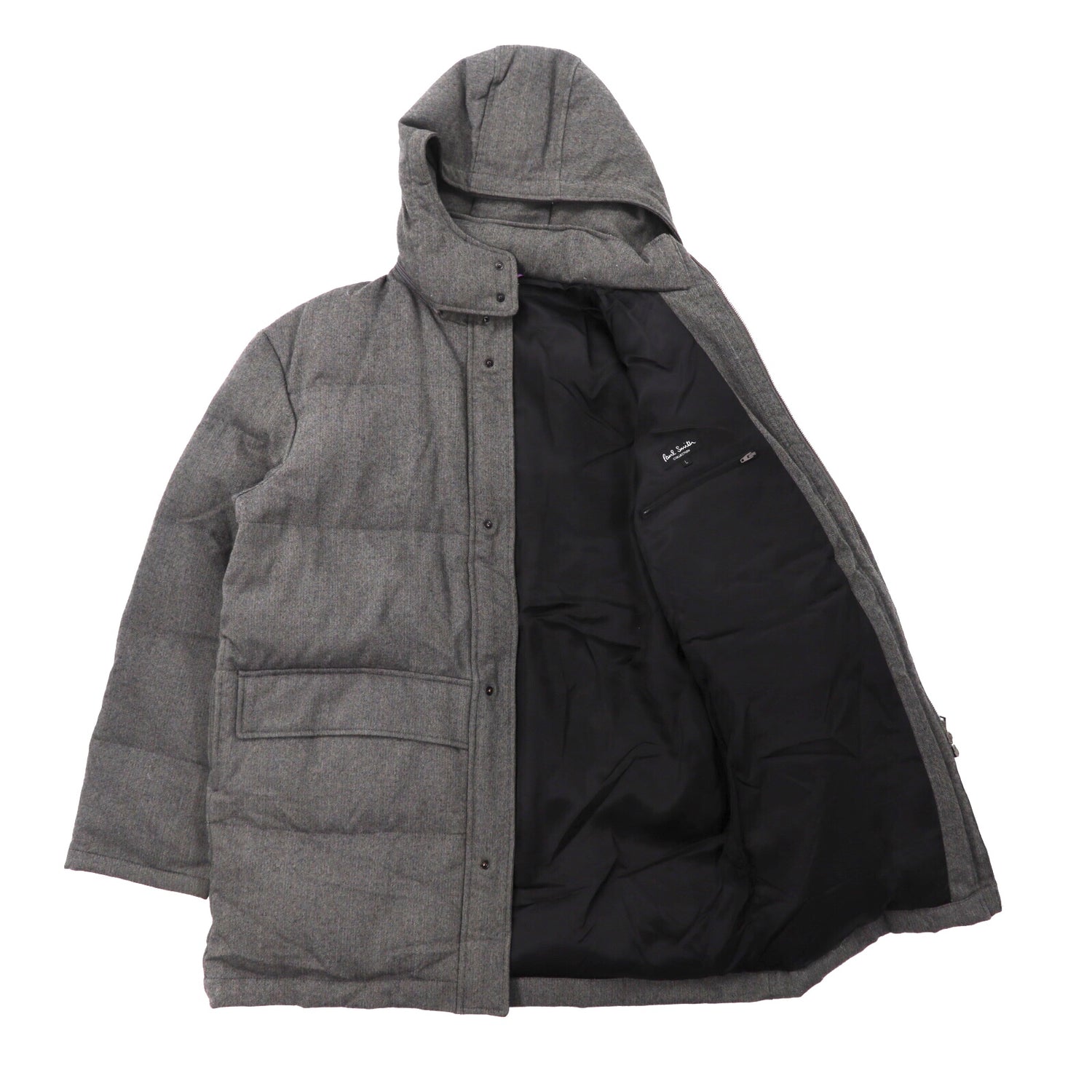 Paul Smith Collection Puffer Jacket L Gray Wool Made in Japan