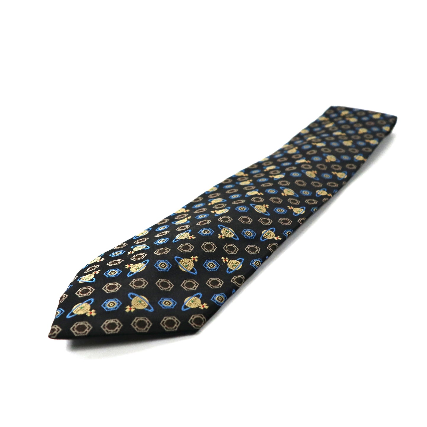 Vivienne Westwood ネクタイ ブラック シルク オーブ ロゴ総柄 イタリア製
