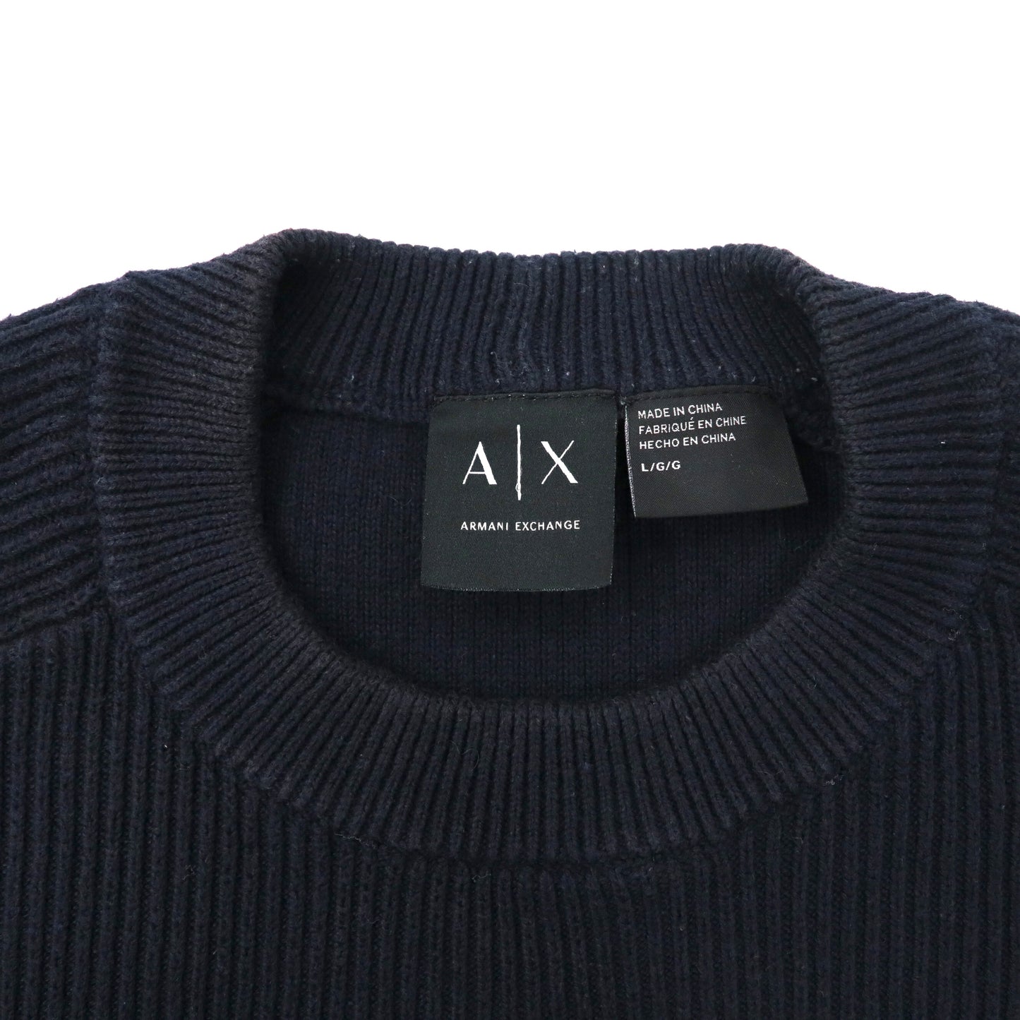 A|X ARMANI EXCHANGE リブニット セーター L ネイビー コットン