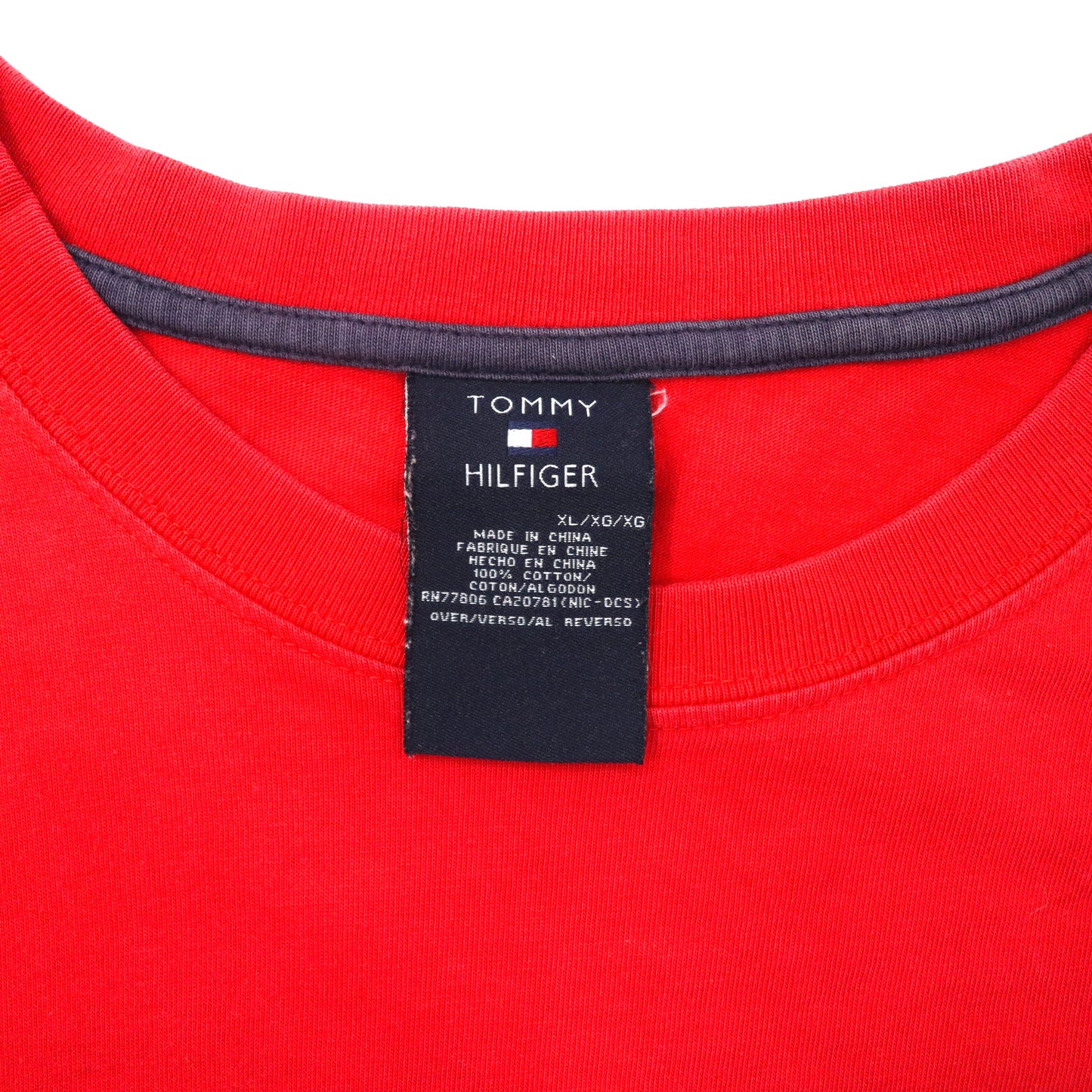 TOMMY HILFIGER ビッグサイズ ロゴプリントTシャツ XL レッド コットン フラッグロゴ