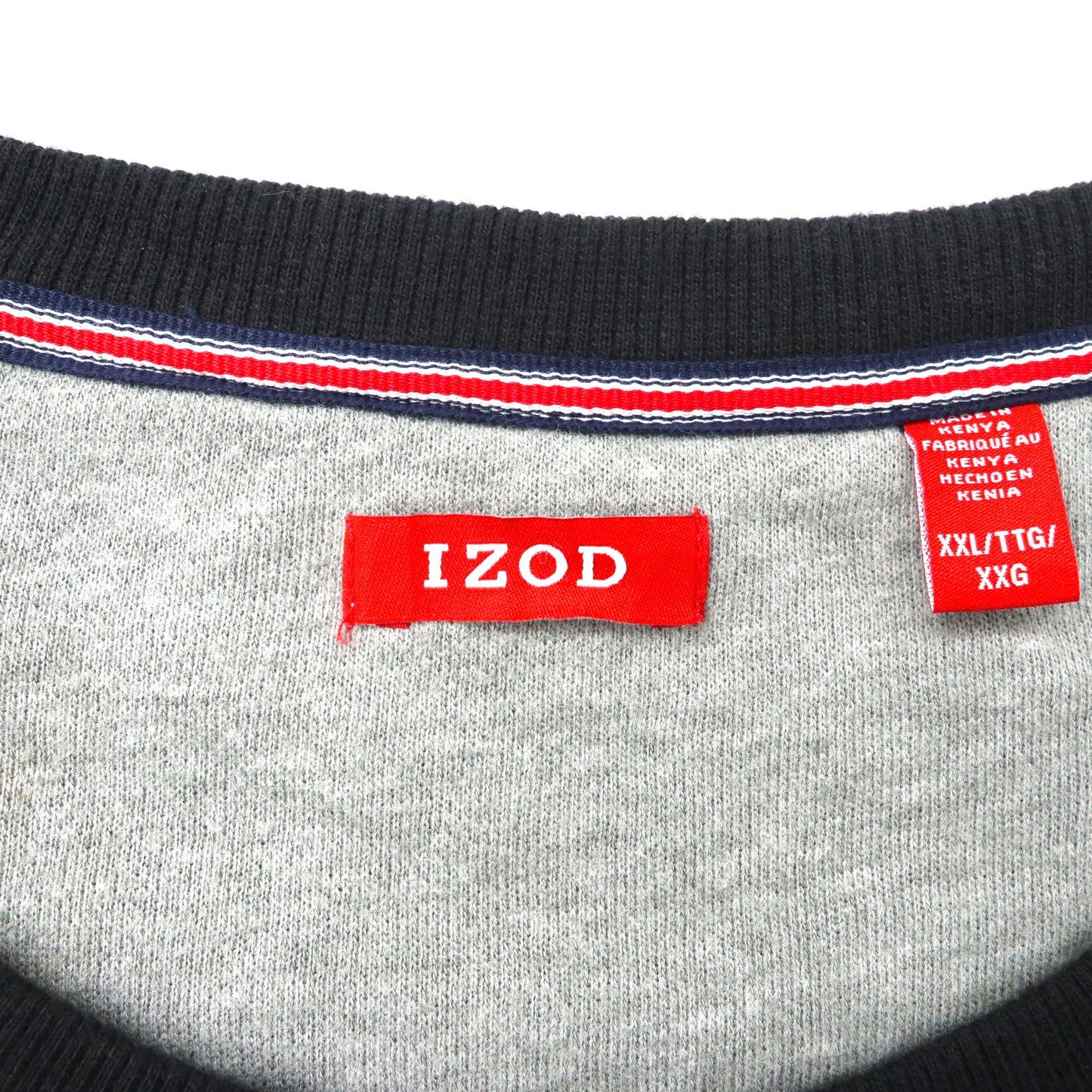 IZOD クルーネックスウェット XXL ブラック コットン 裏起毛 ビッグサイズ