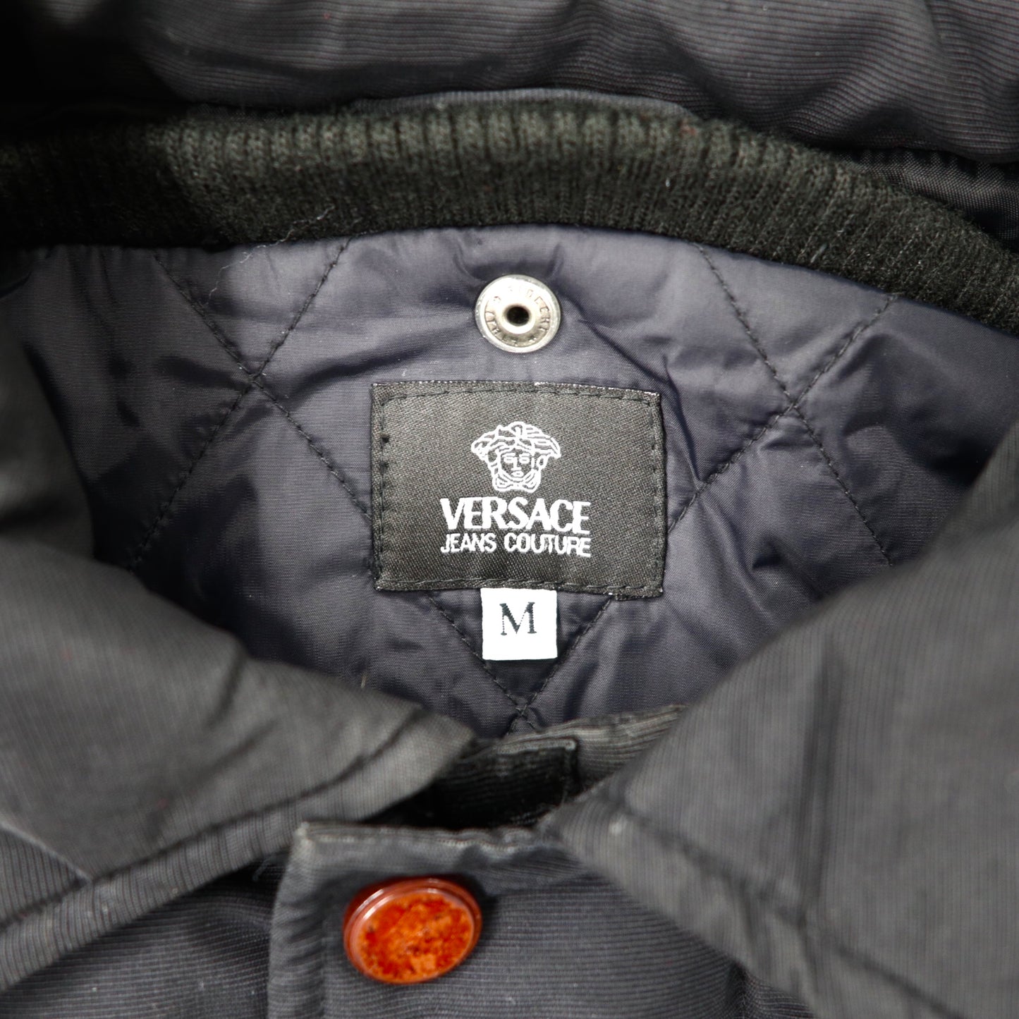 VERSACE インサレーションジャケット M ブラック ポリエステル